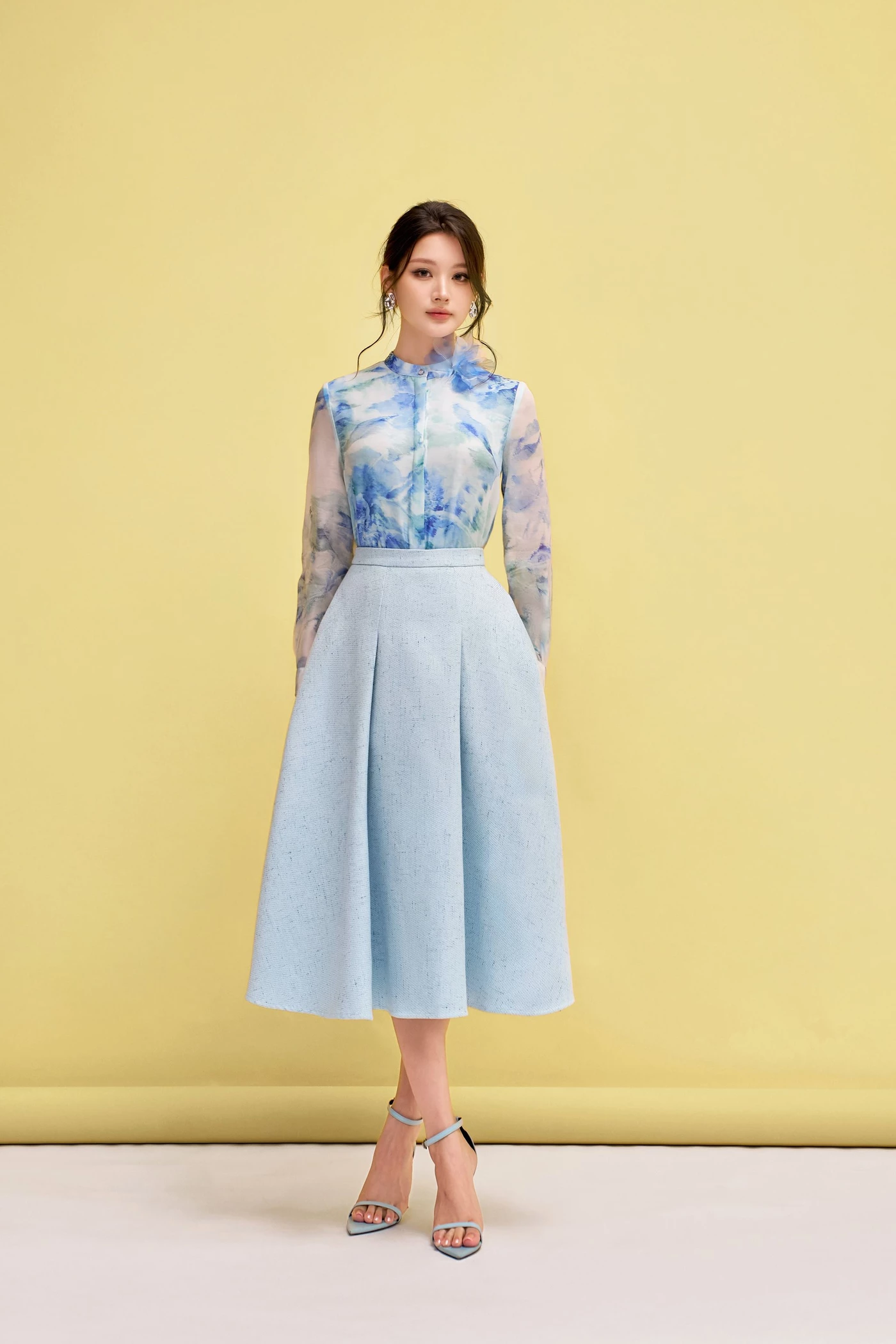 Chân váy Blue Tweed Flared