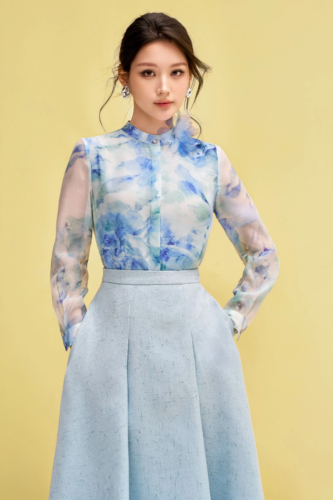 Chân váy Blue Tweed Flared