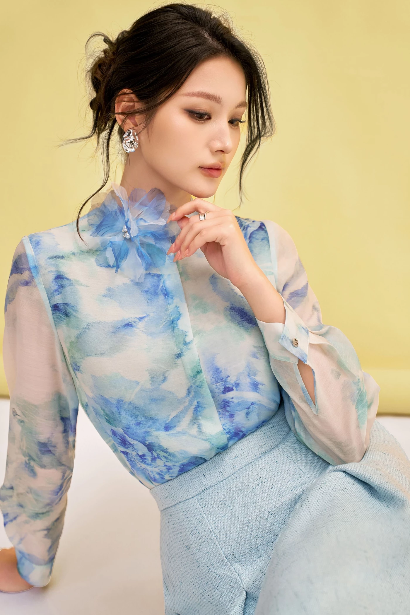 Áo sơ mi tơ Watercolor