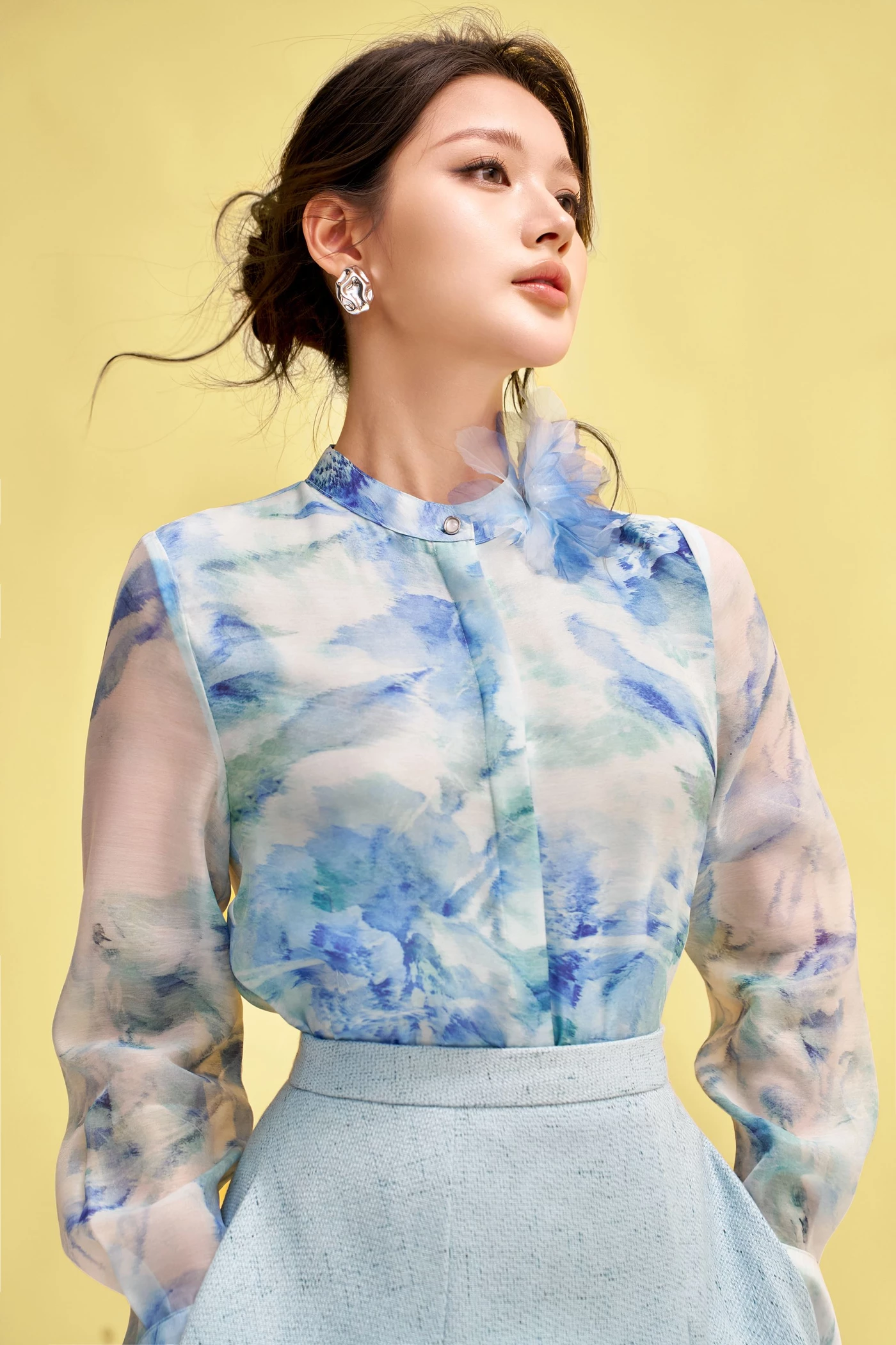 Áo sơ mi tơ Watercolor