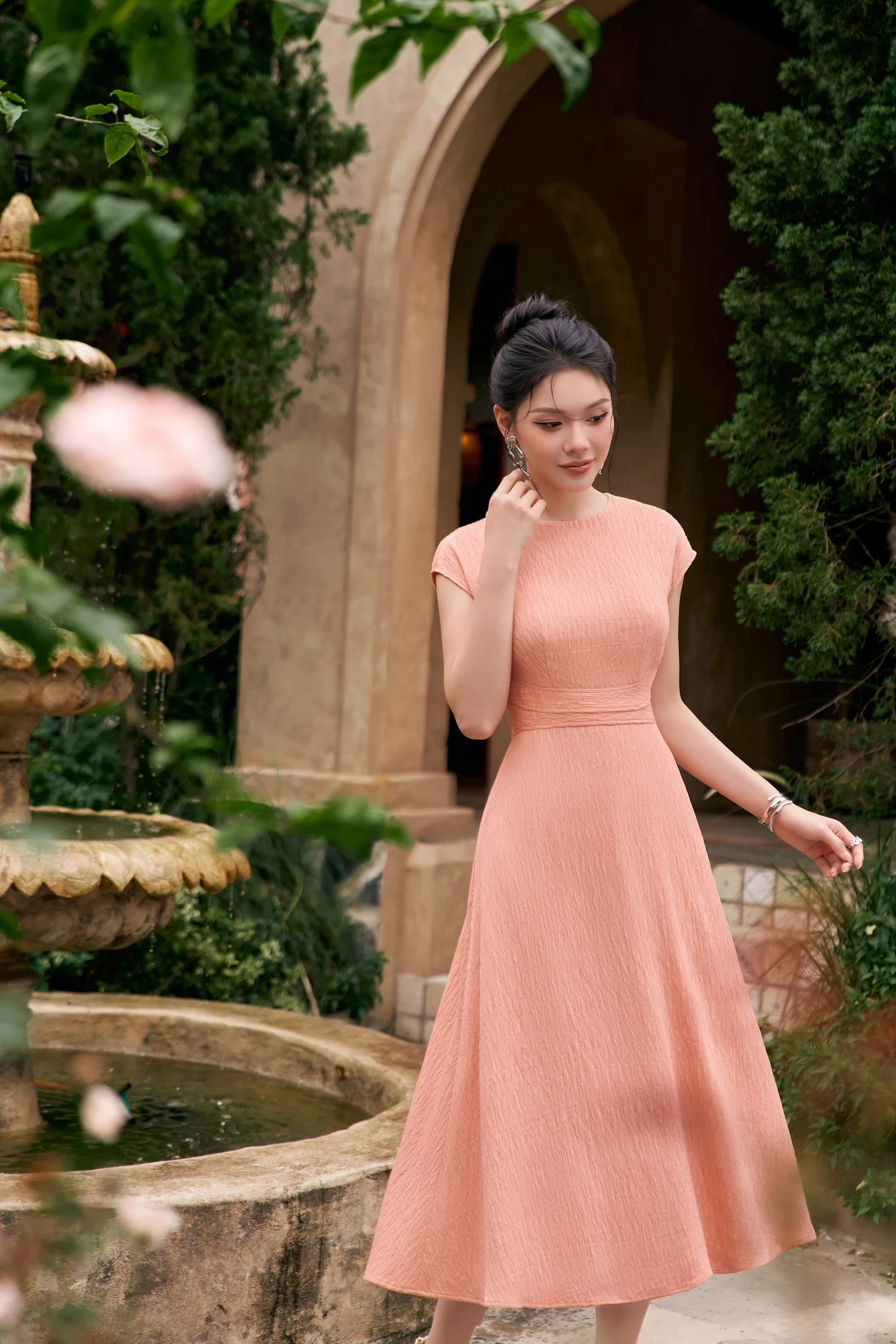 Đầm xòe Coral Petals