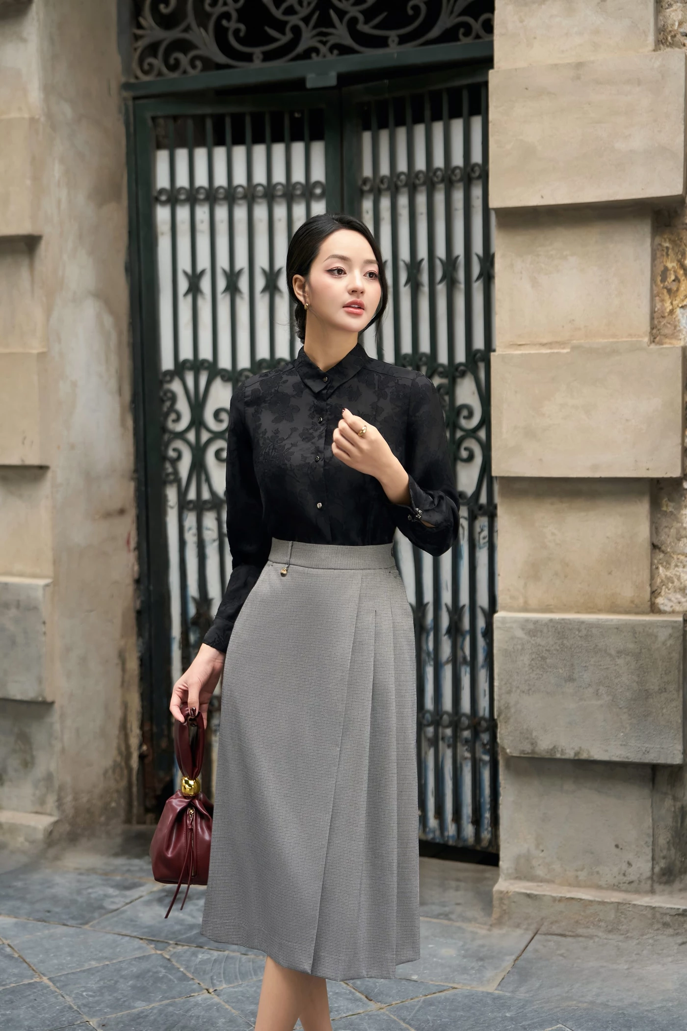 Áo sơ mi ren Jacquard Floral