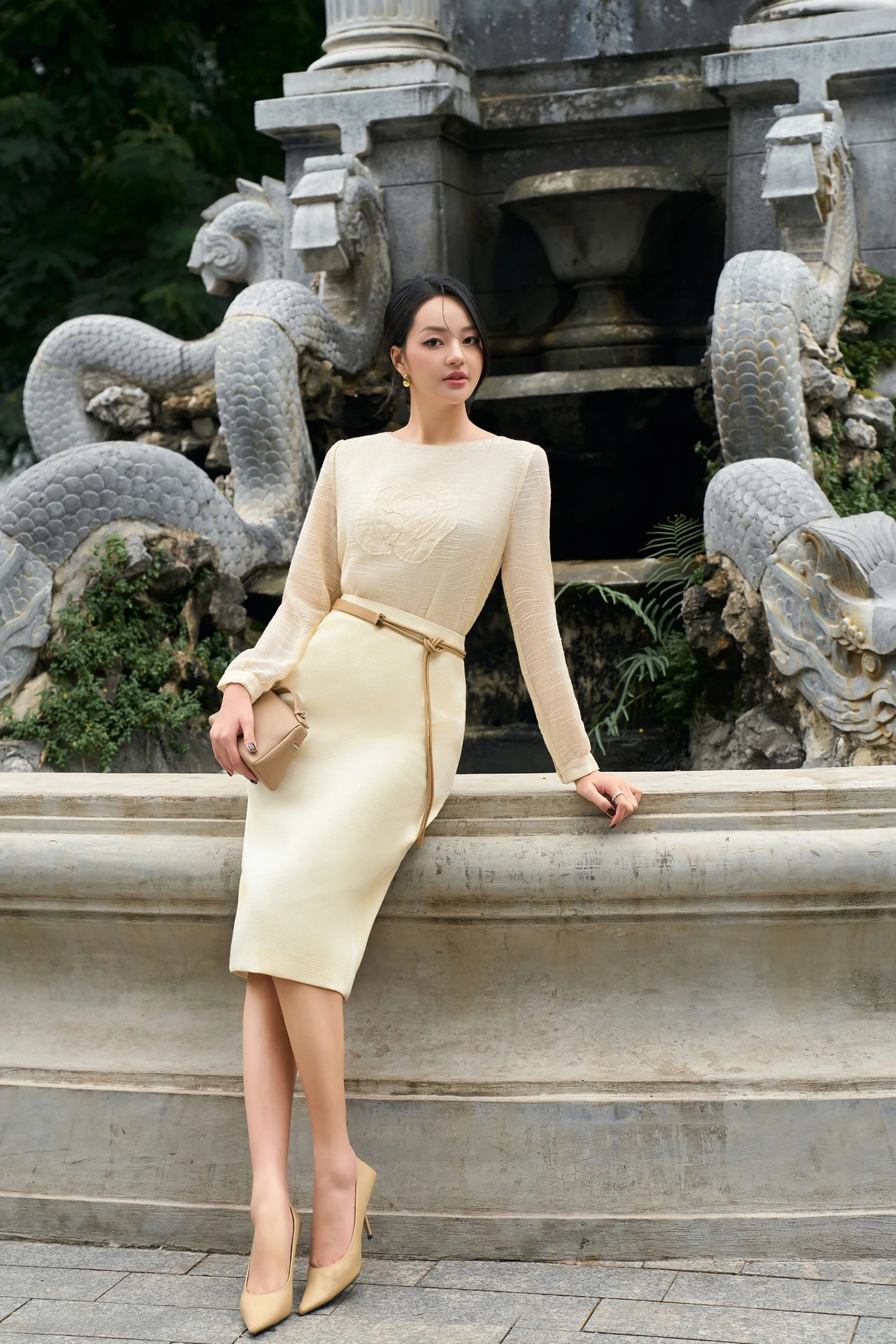 Chân váy bút chì Tweed