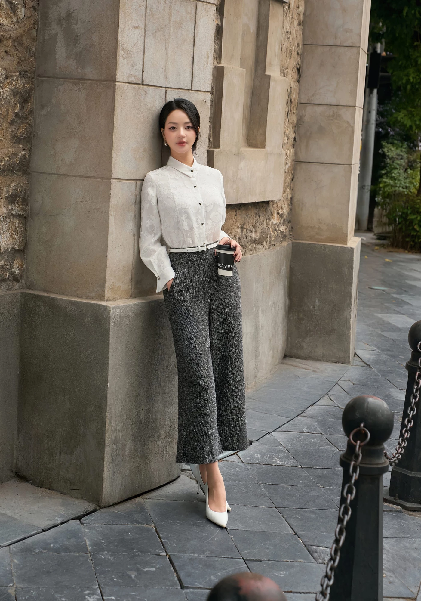 Áo sơ mi ren Jacquard Floral