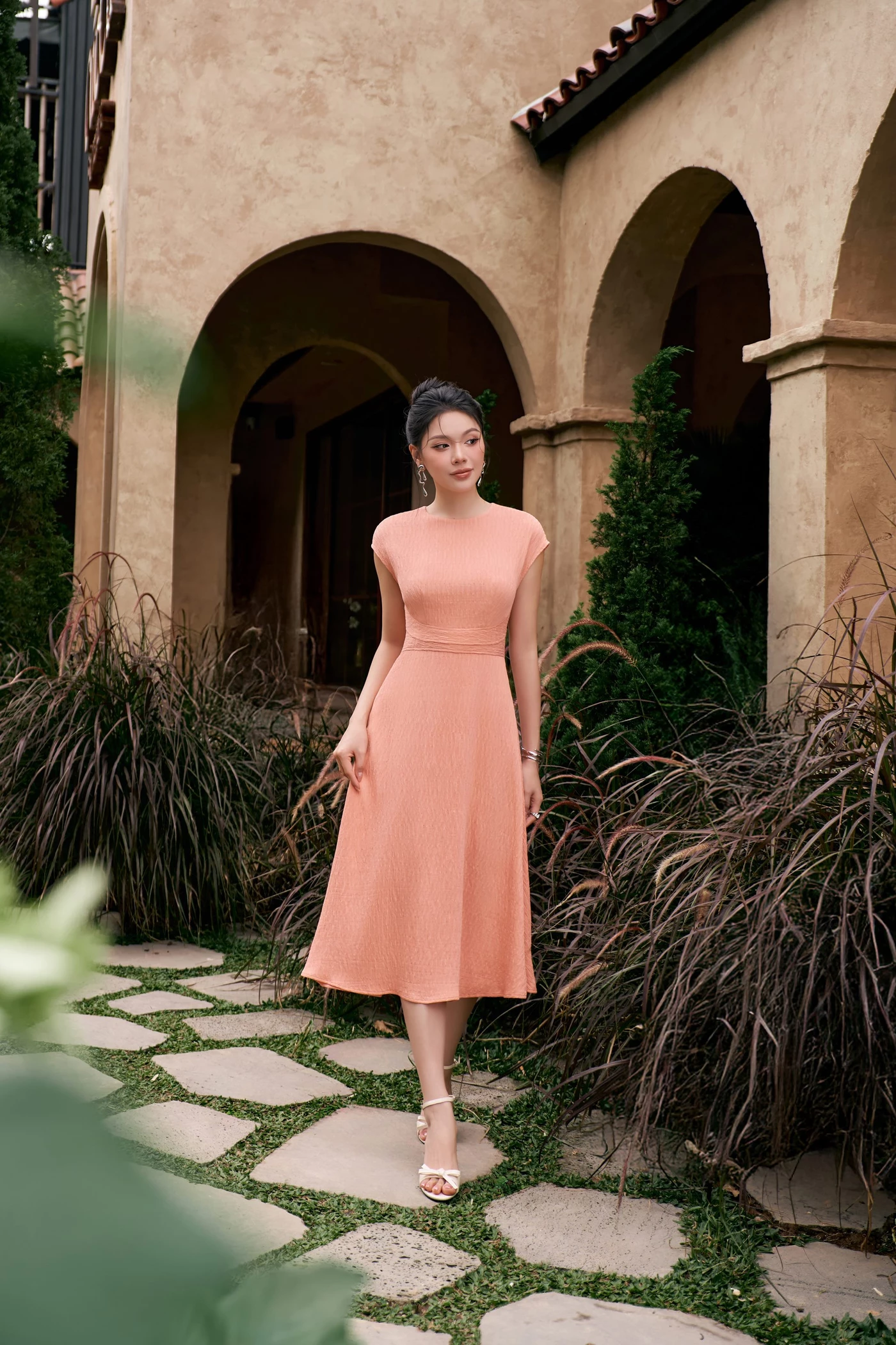 Đầm xòe Coral Petals