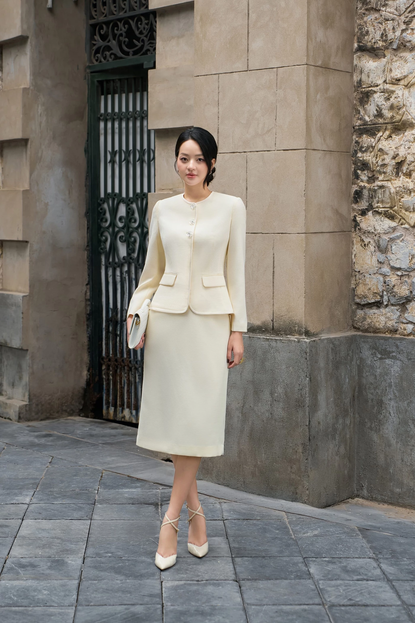 Chân váy bút chì Tweed