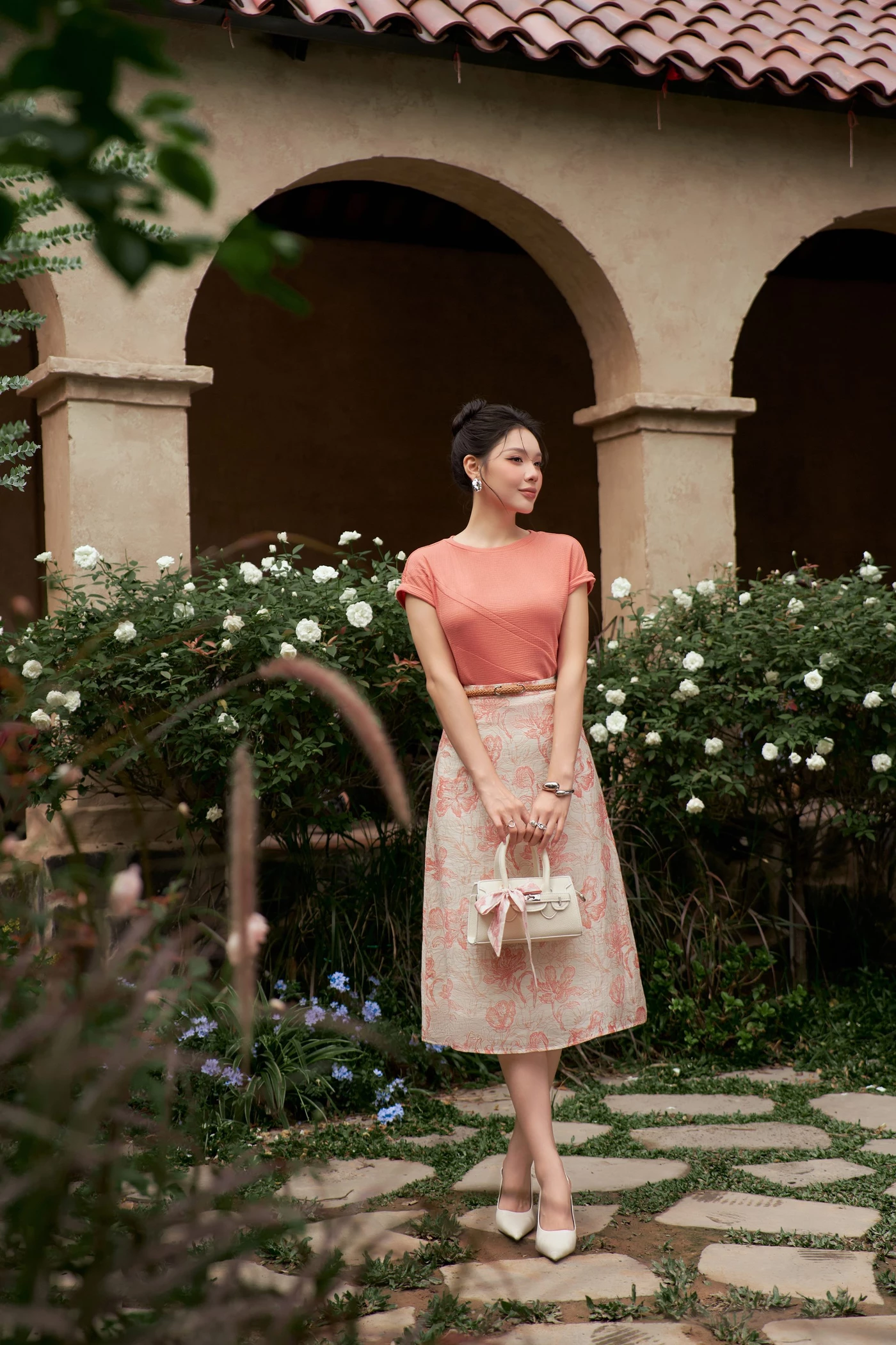 Chân váy Floral Coral