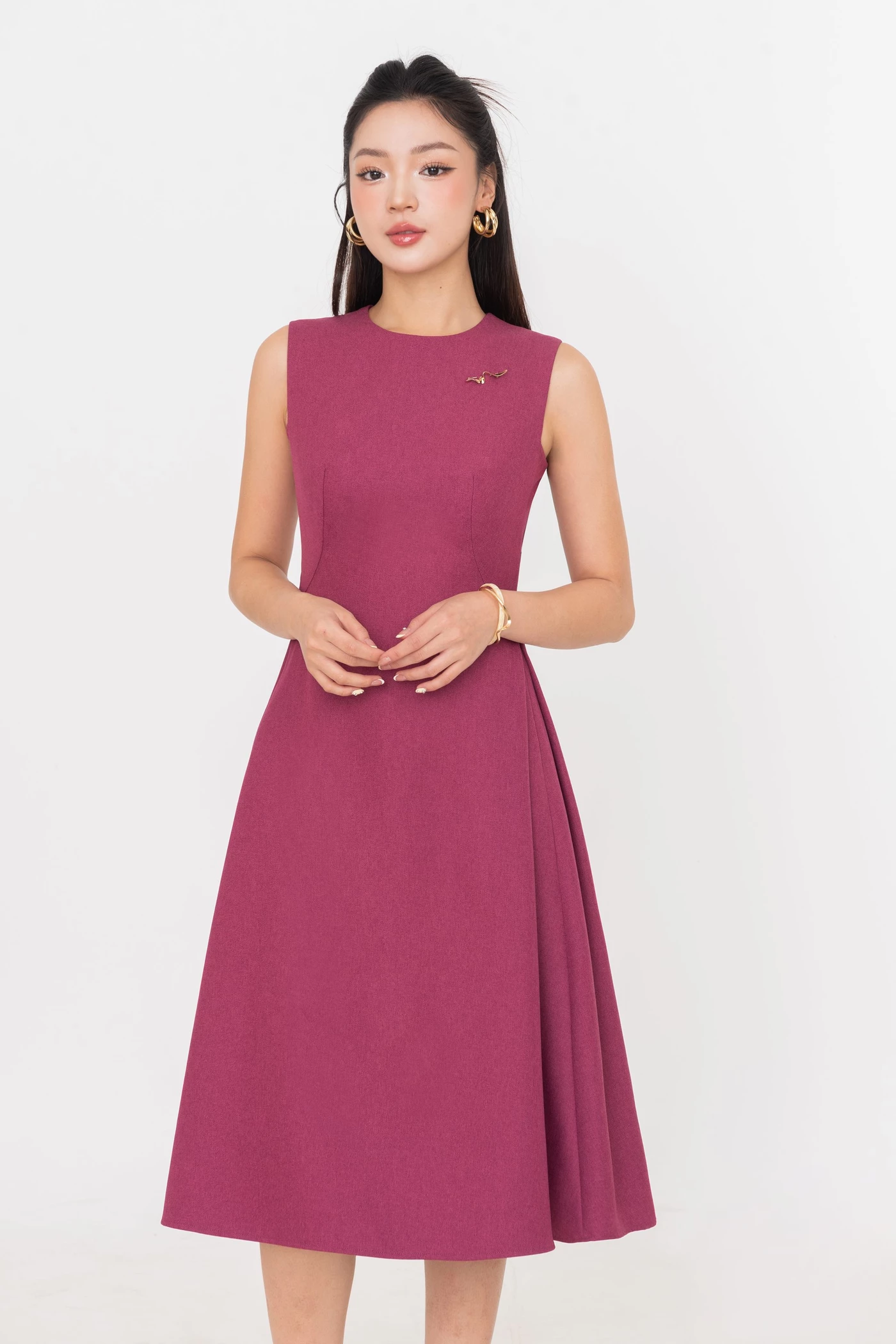 Đầm A xếp ly Rose Ruby