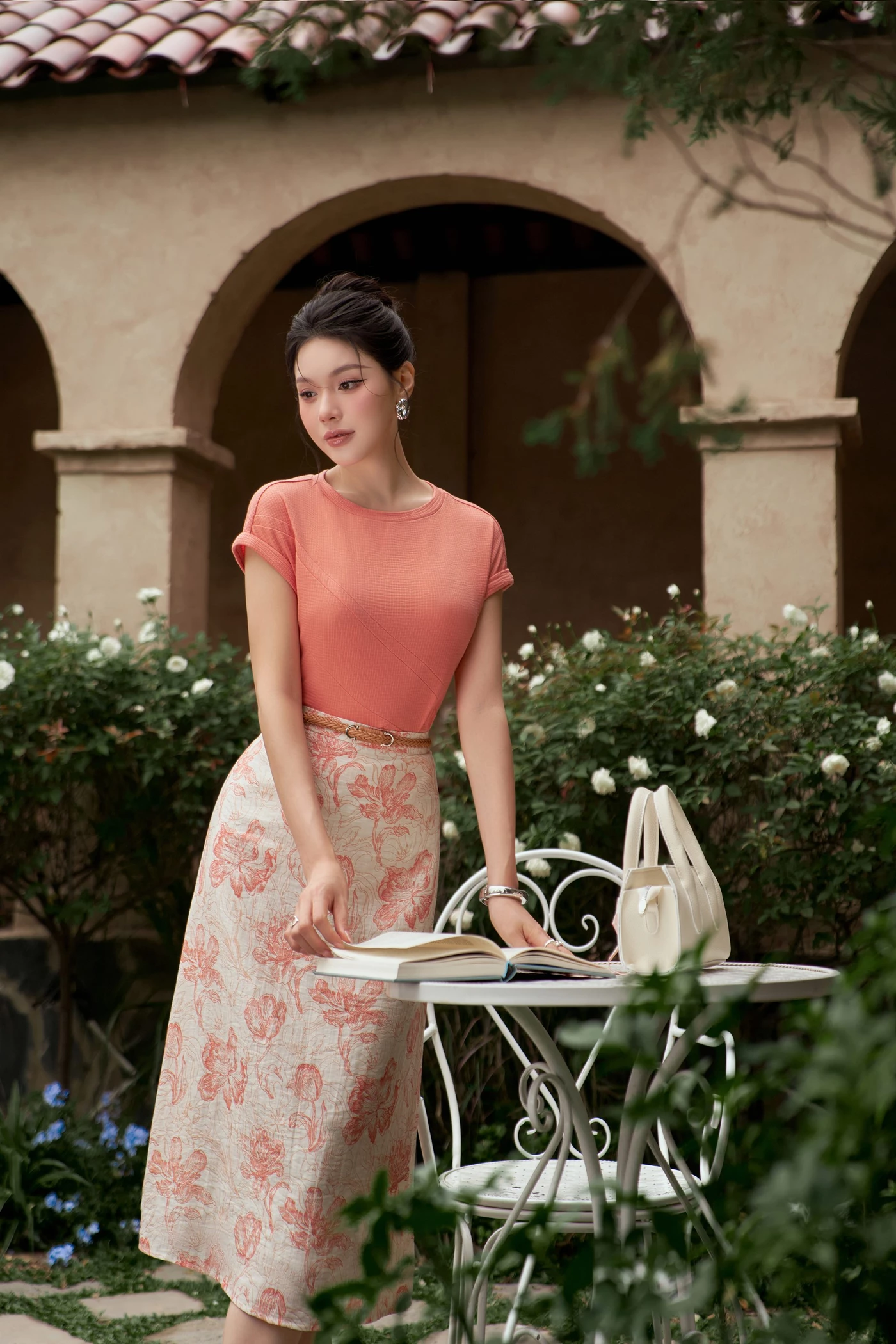 Chân váy Floral Coral