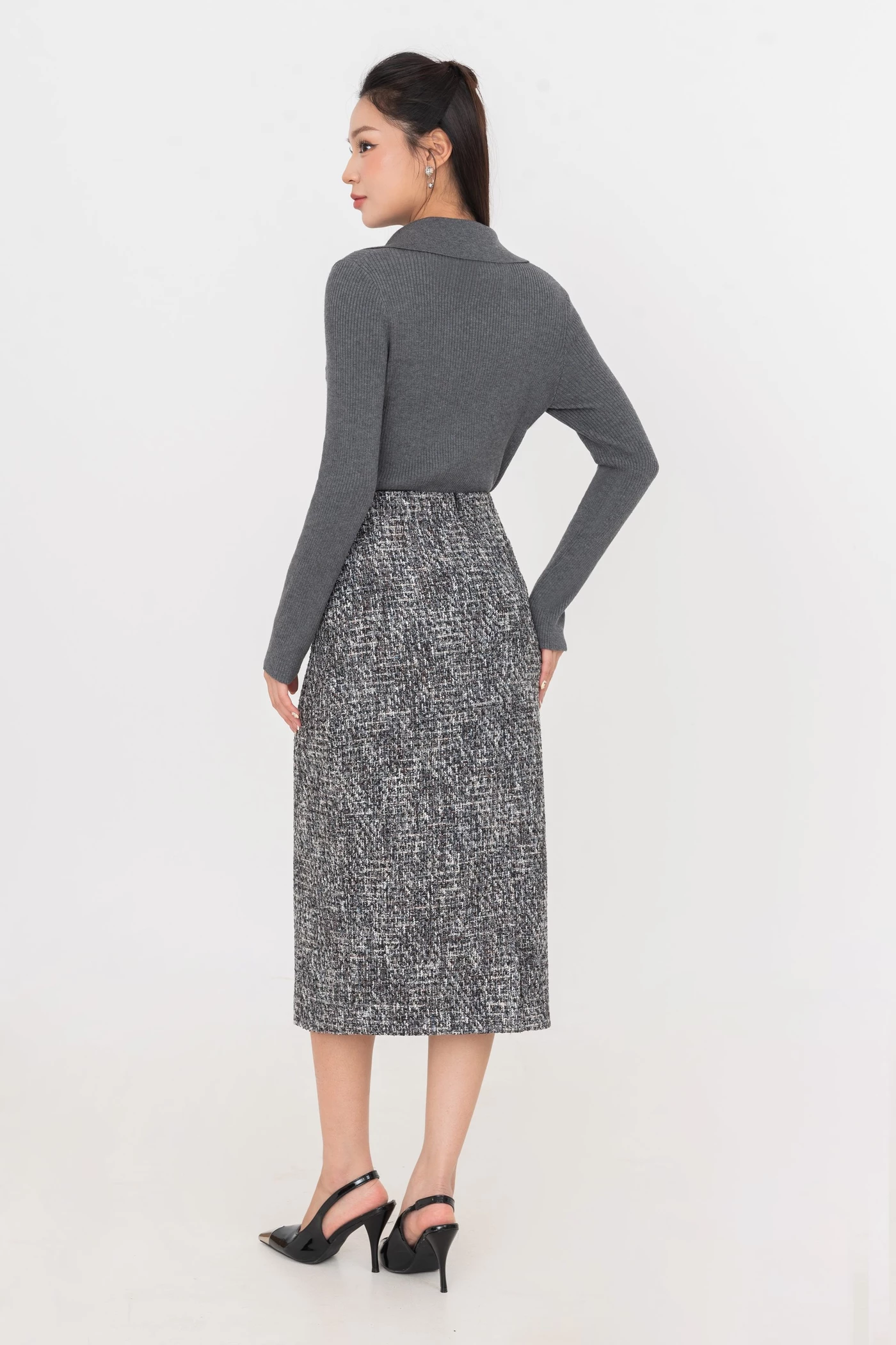 Áo len gân cổ Polo