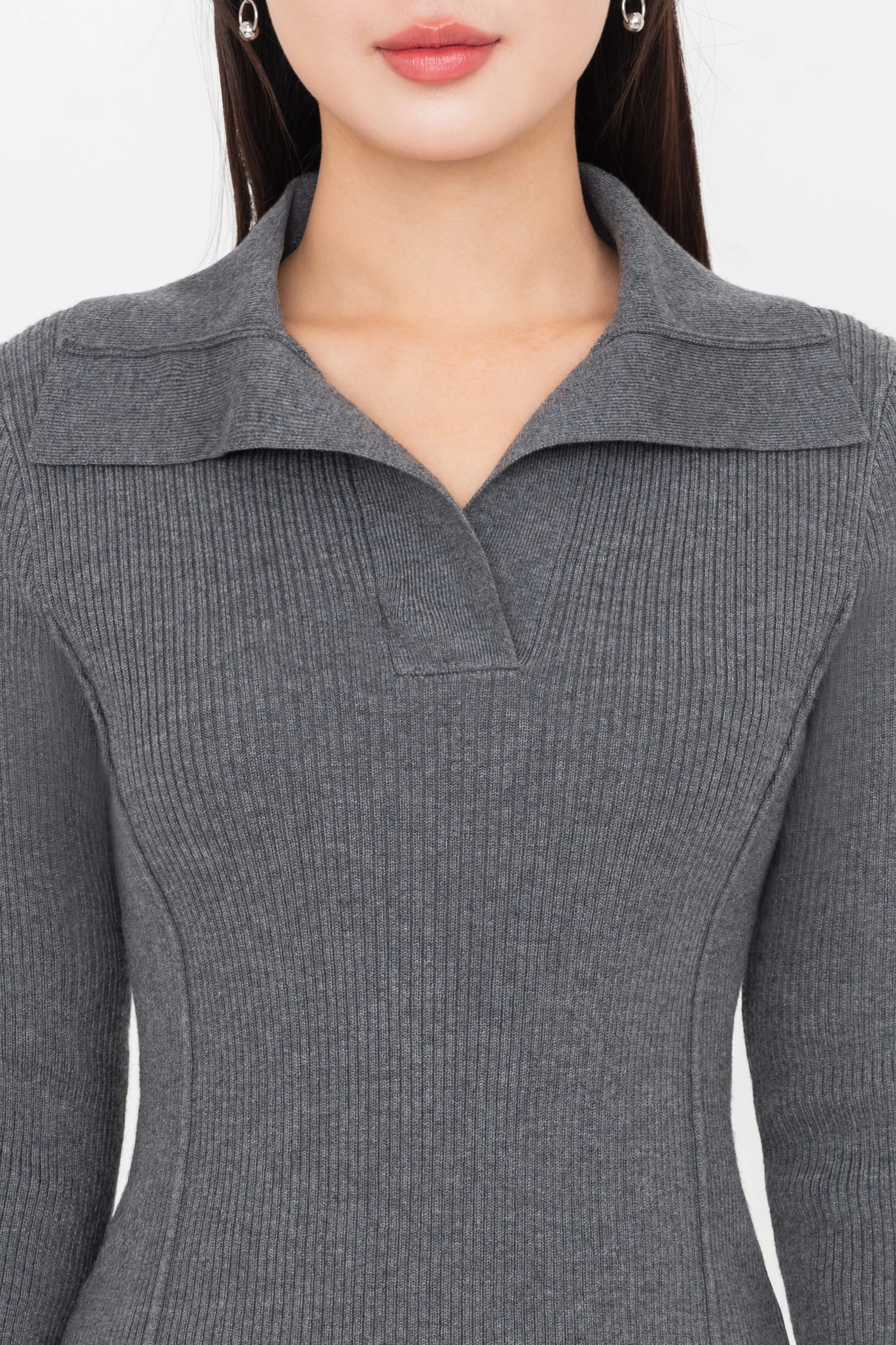 Áo len gân cổ Polo