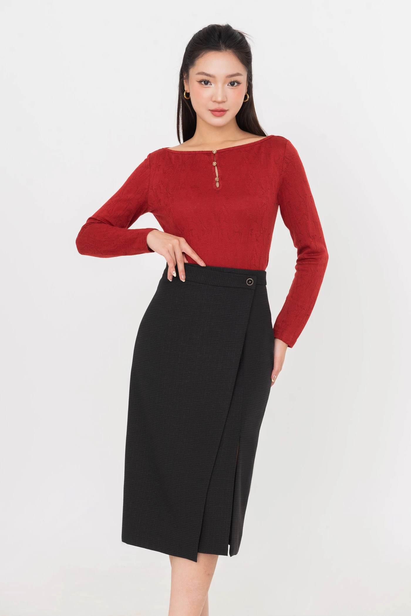 Chân váy Tweed Wrap