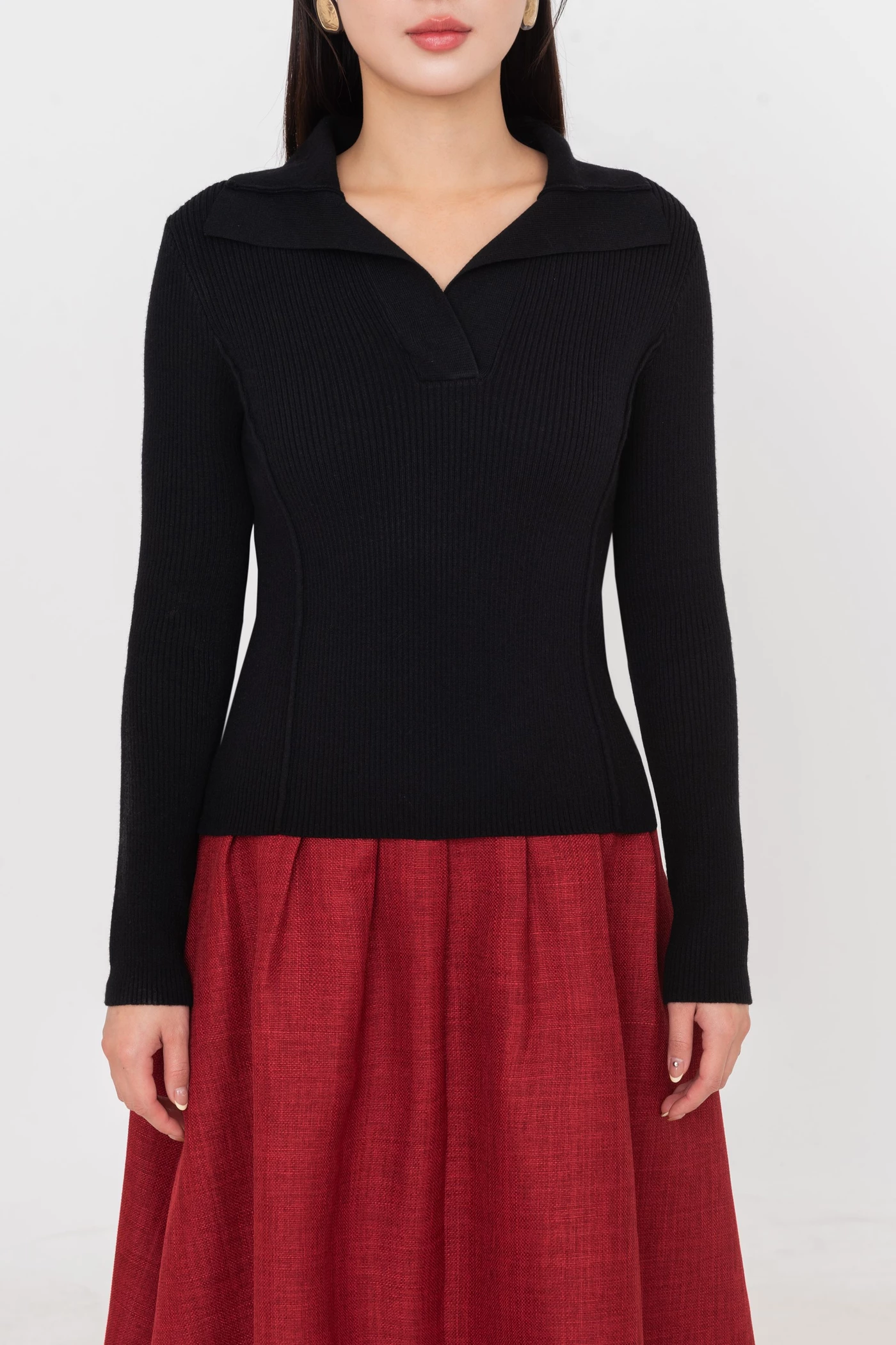 Áo len gân cổ Polo