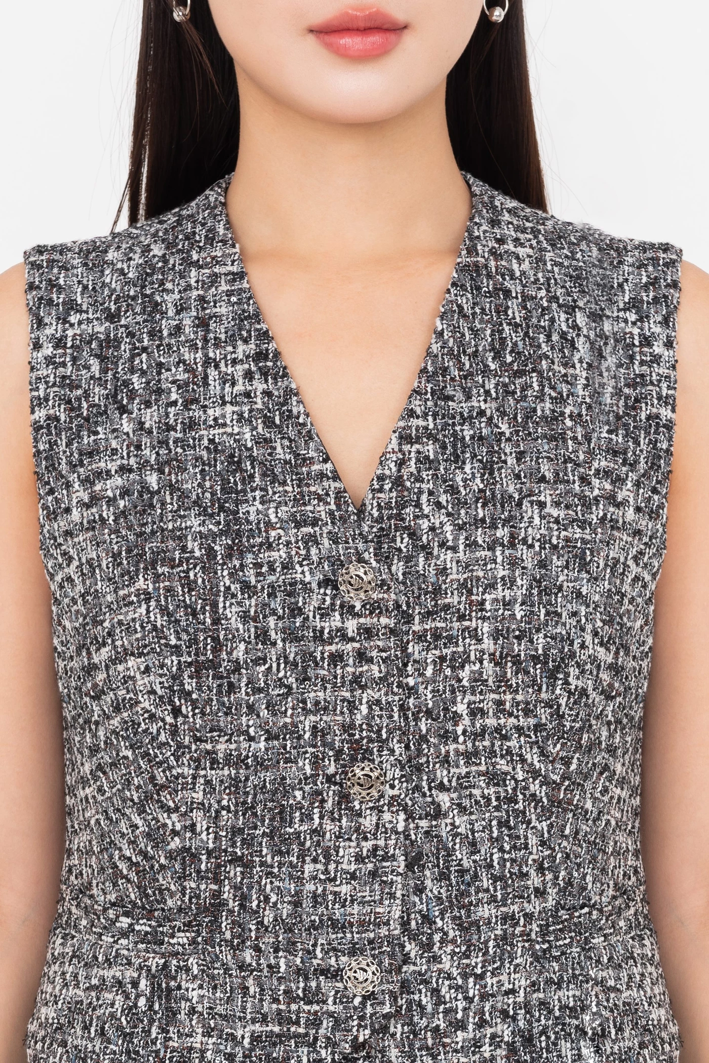 Áo Gile Tweed Elegent