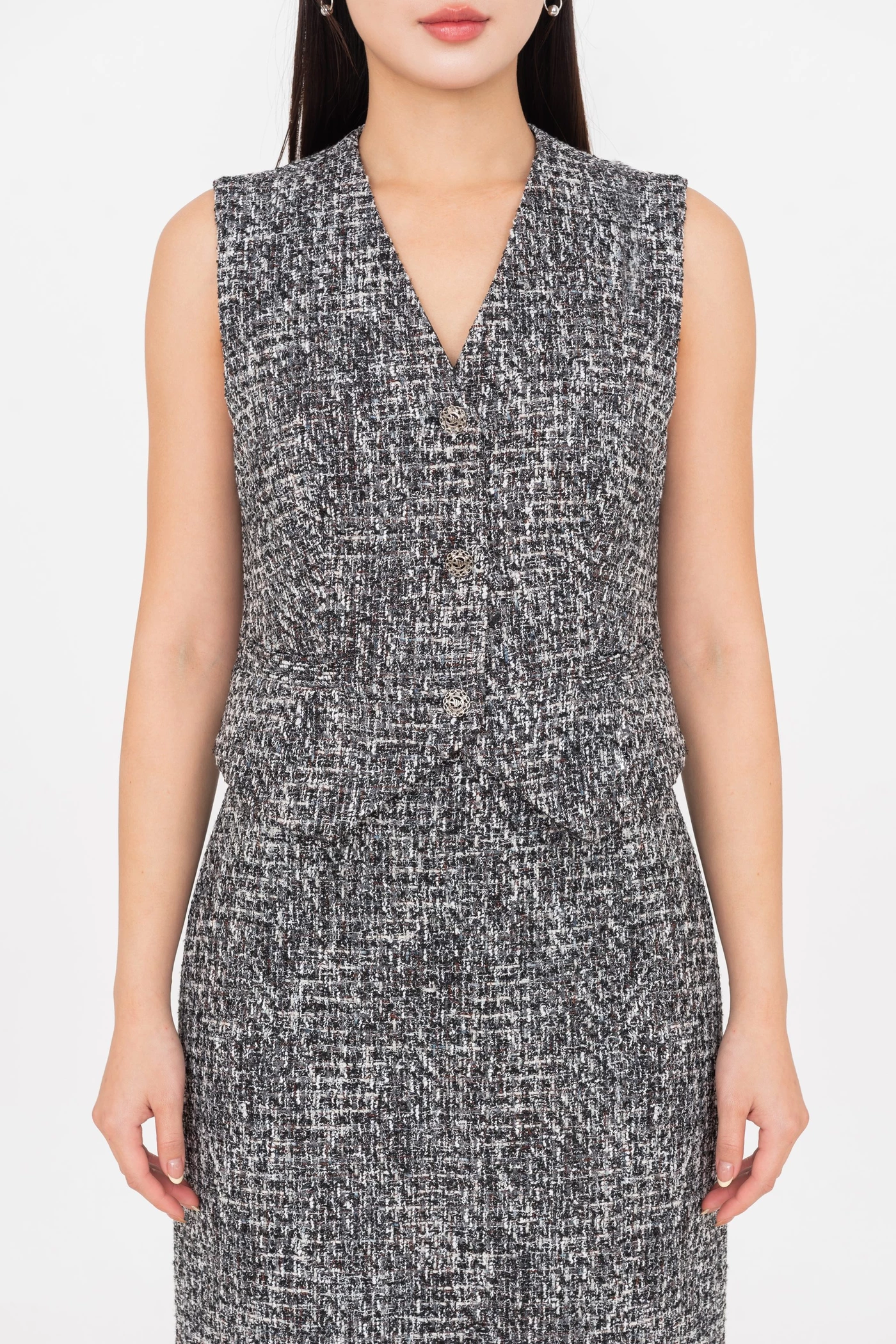 Áo Gile Tweed Elegent