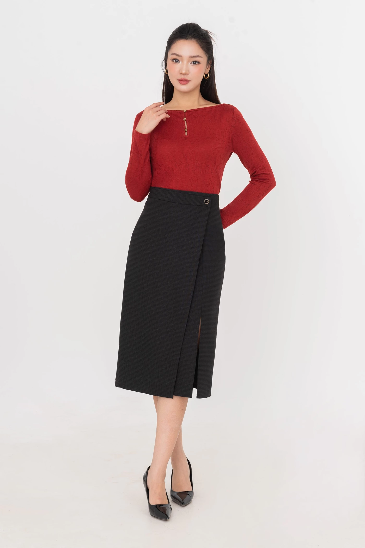 Chân váy Tweed Wrap