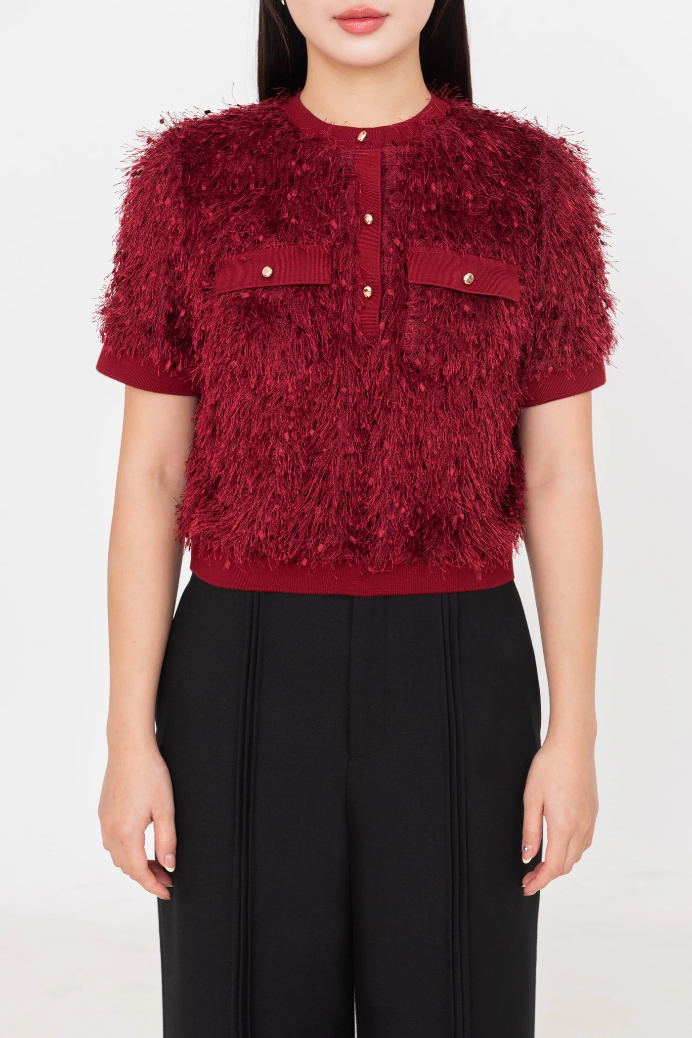 Áo len Ruby dệt sợi tua