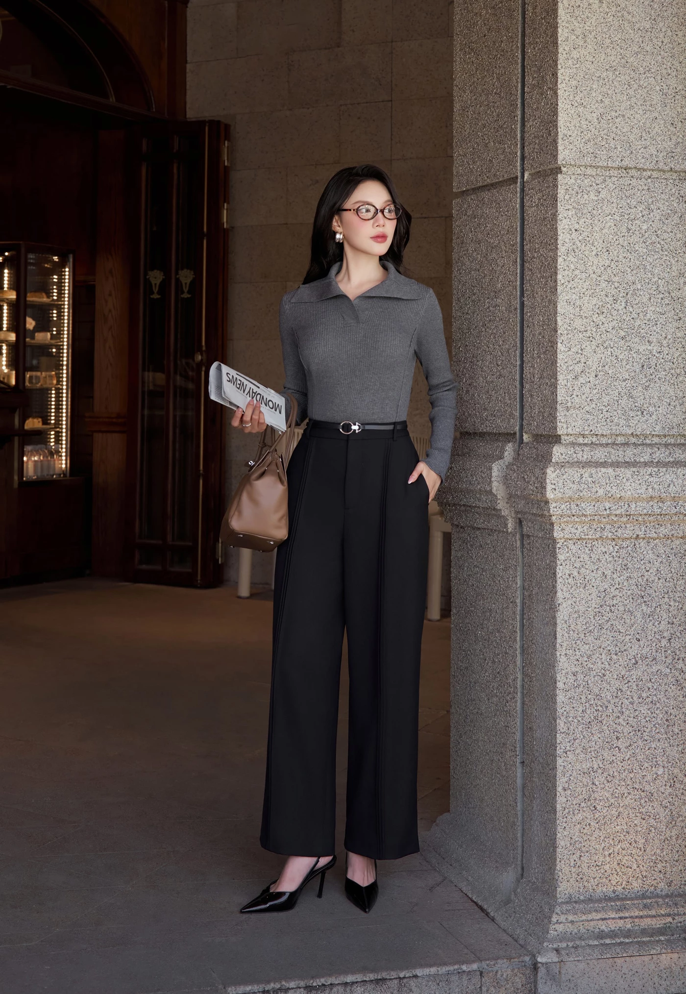 Áo len gân cổ Polo