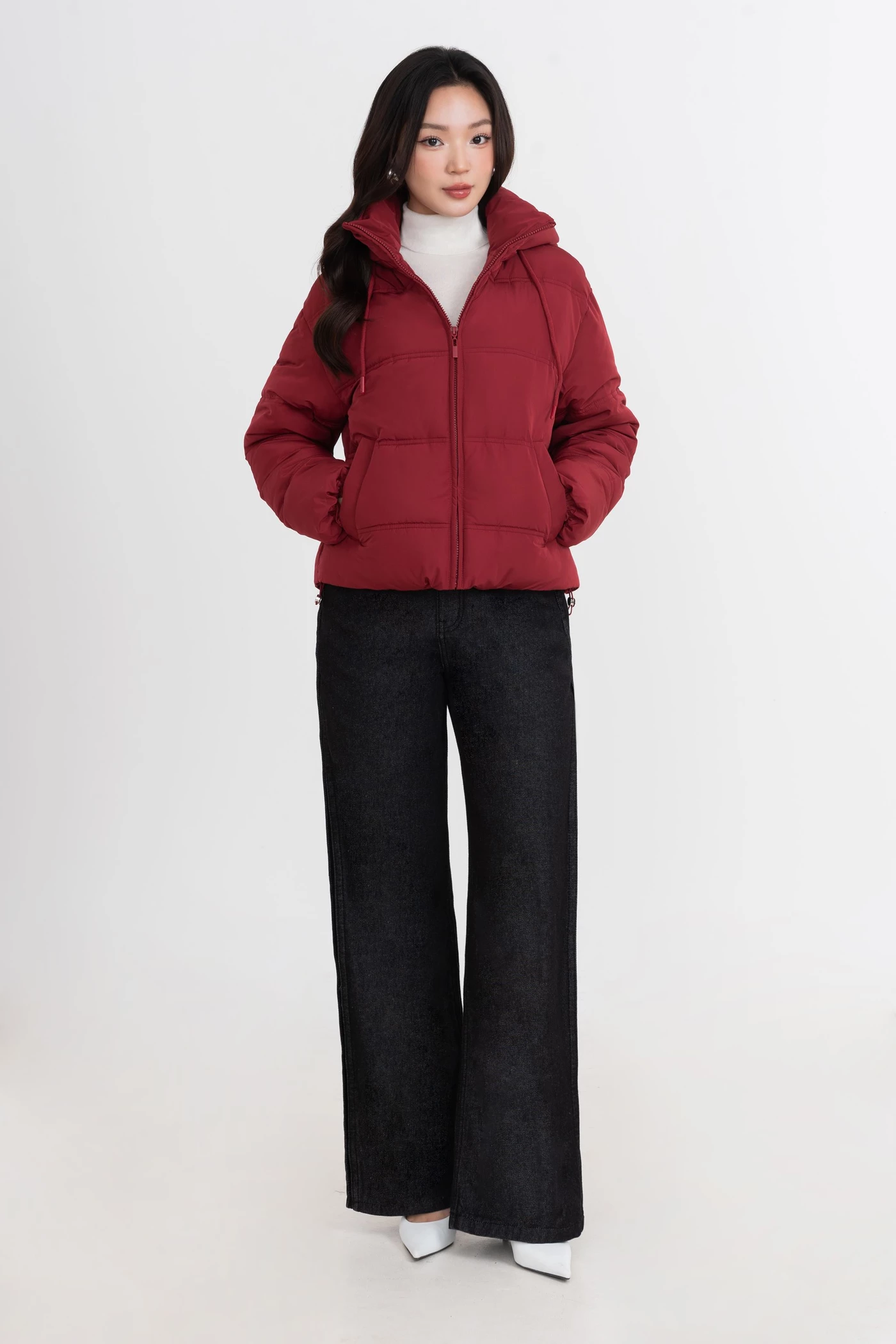 Áo phao đỏ đô Hooded Warm