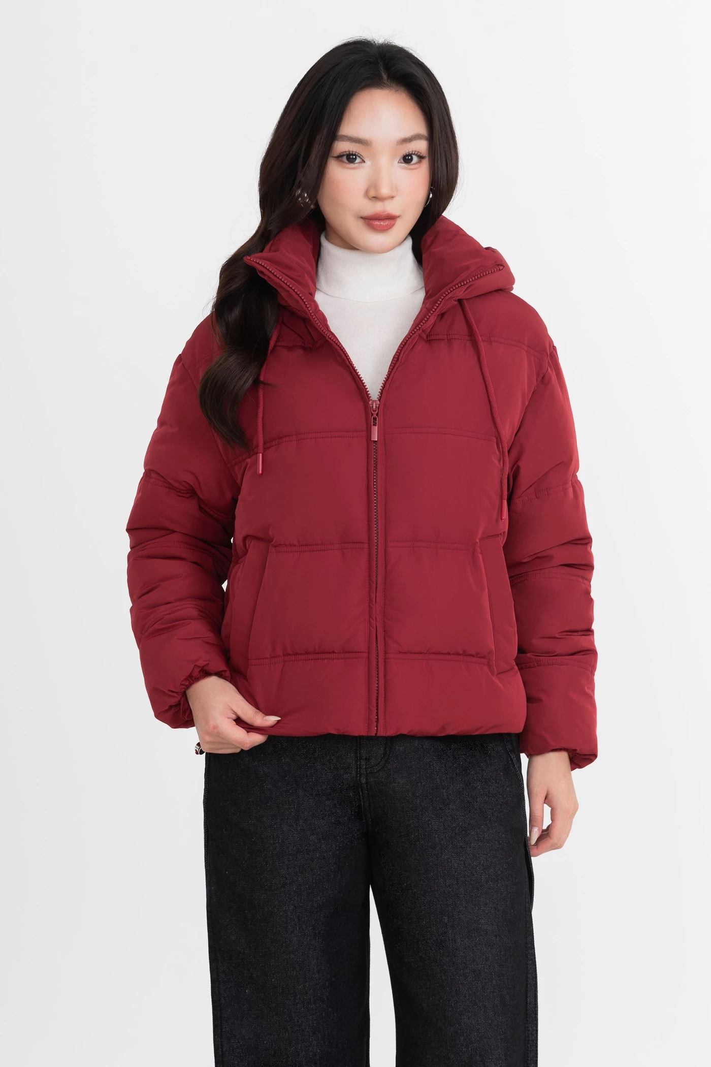 Áo phao đỏ đô Hooded Warm
