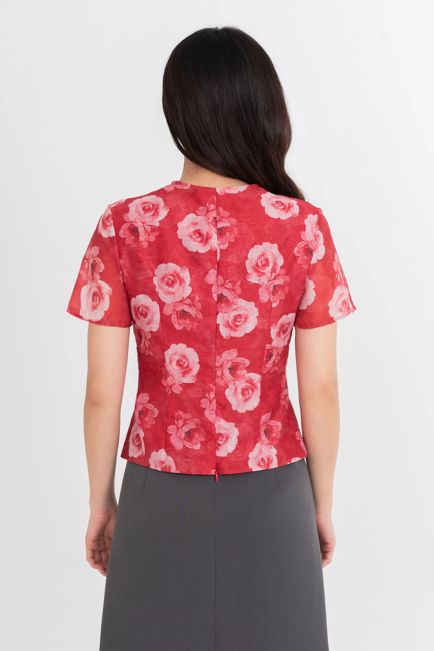 Áo sơ mi lụa Rose Charm