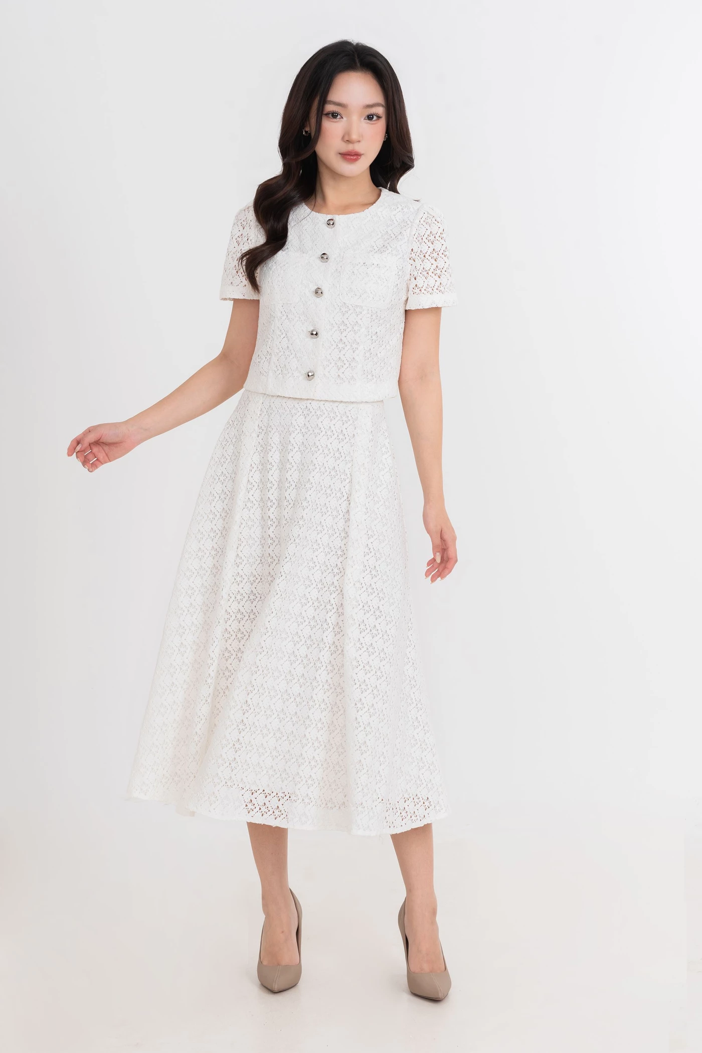 Áo sơ mi ren Croptop