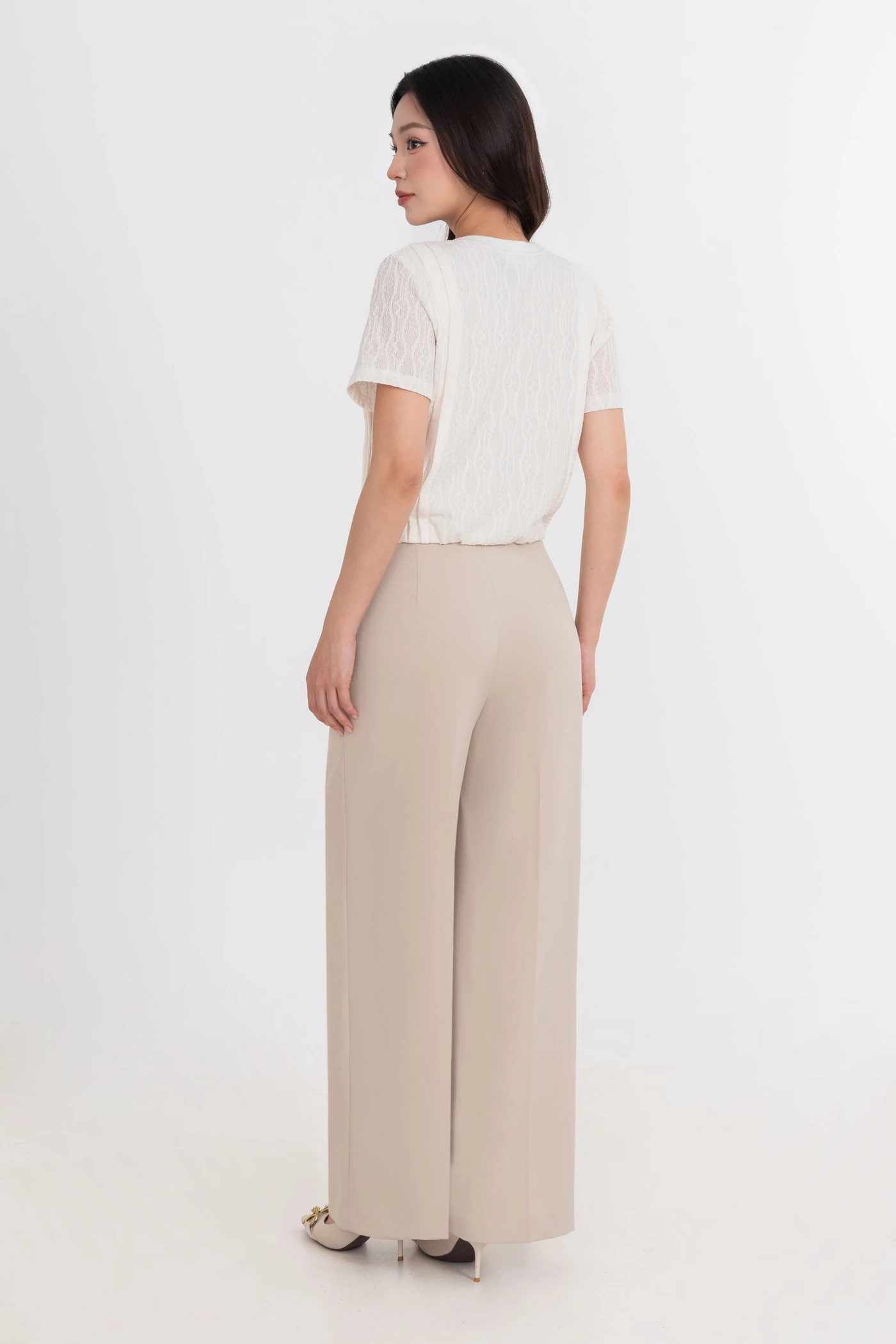 Áo thun dệt vân cổ tròn