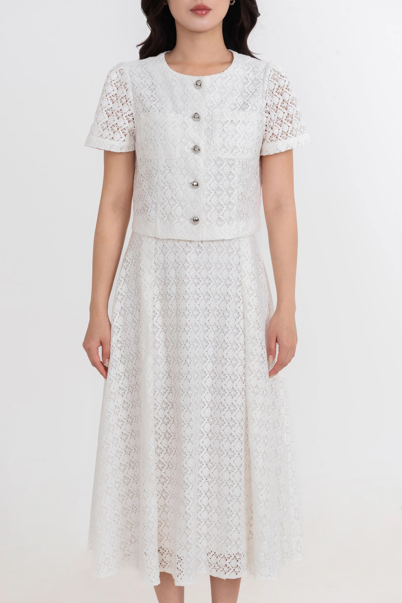 Áo sơ mi ren Croptop