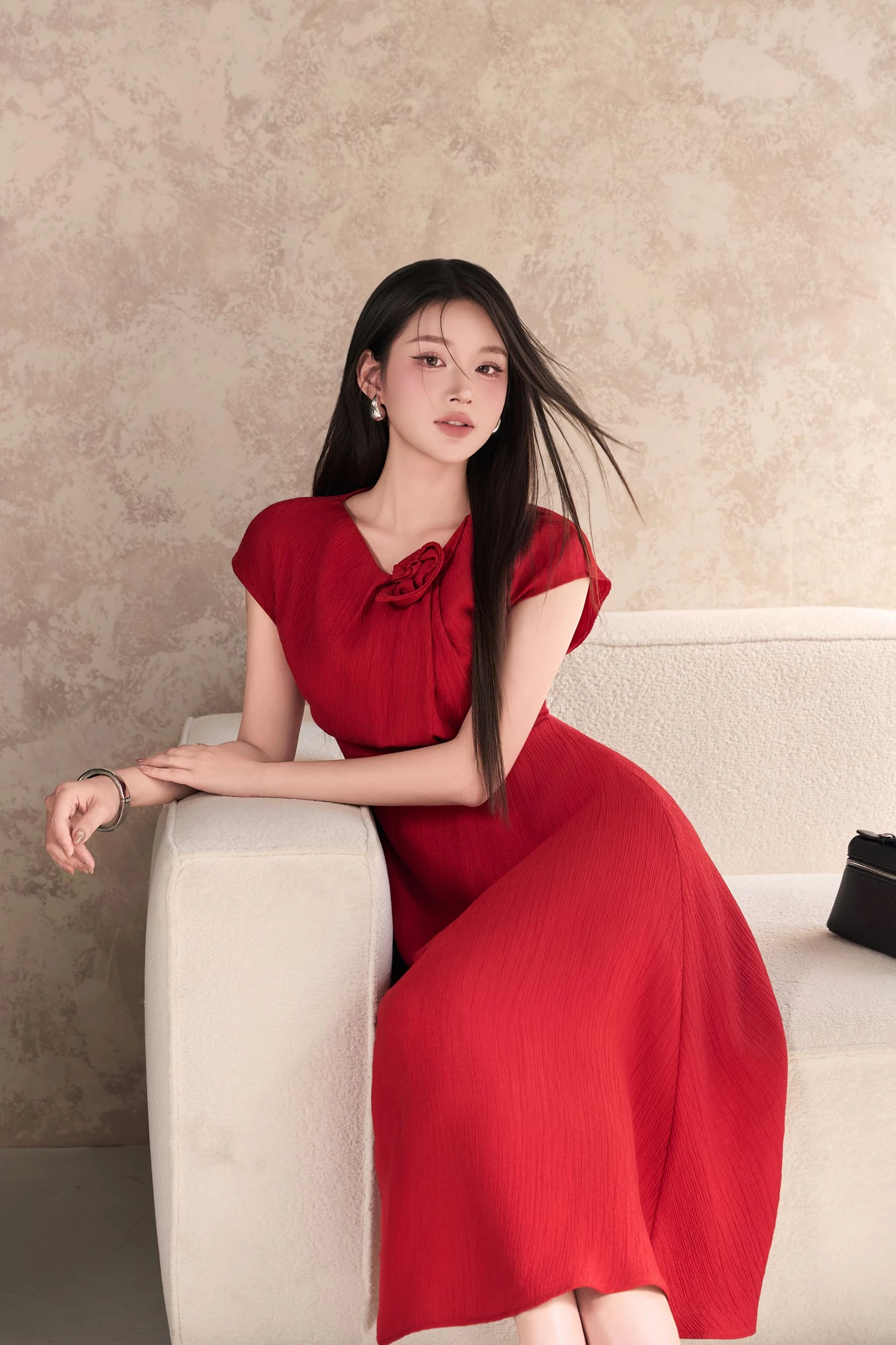 Đầm xòe đỏ Camellia