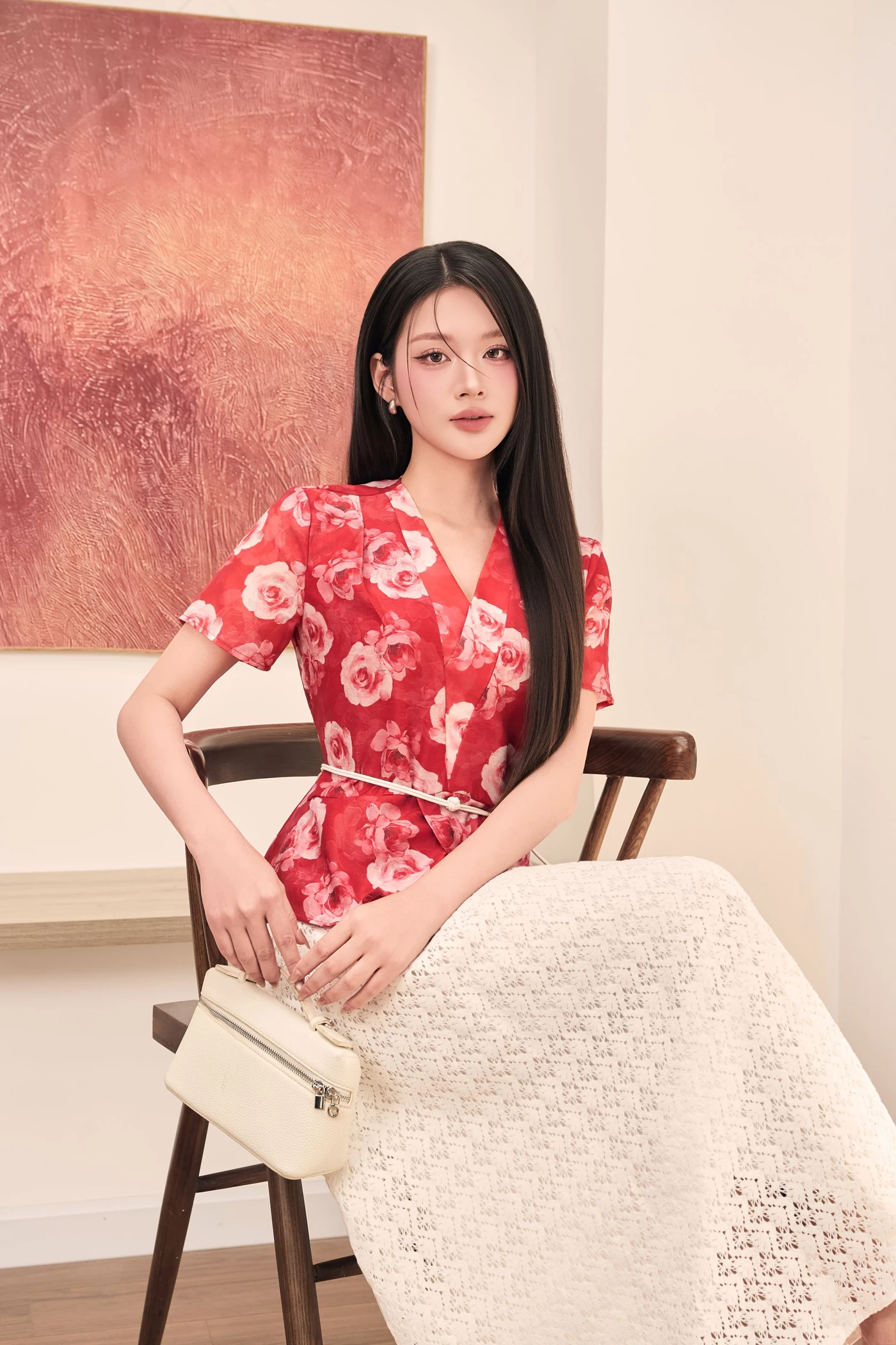 Áo sơ mi lụa Rose Charm