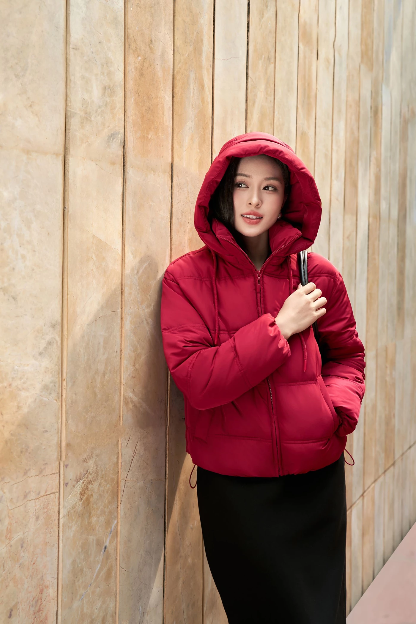 Áo phao đỏ đô Hooded Warm