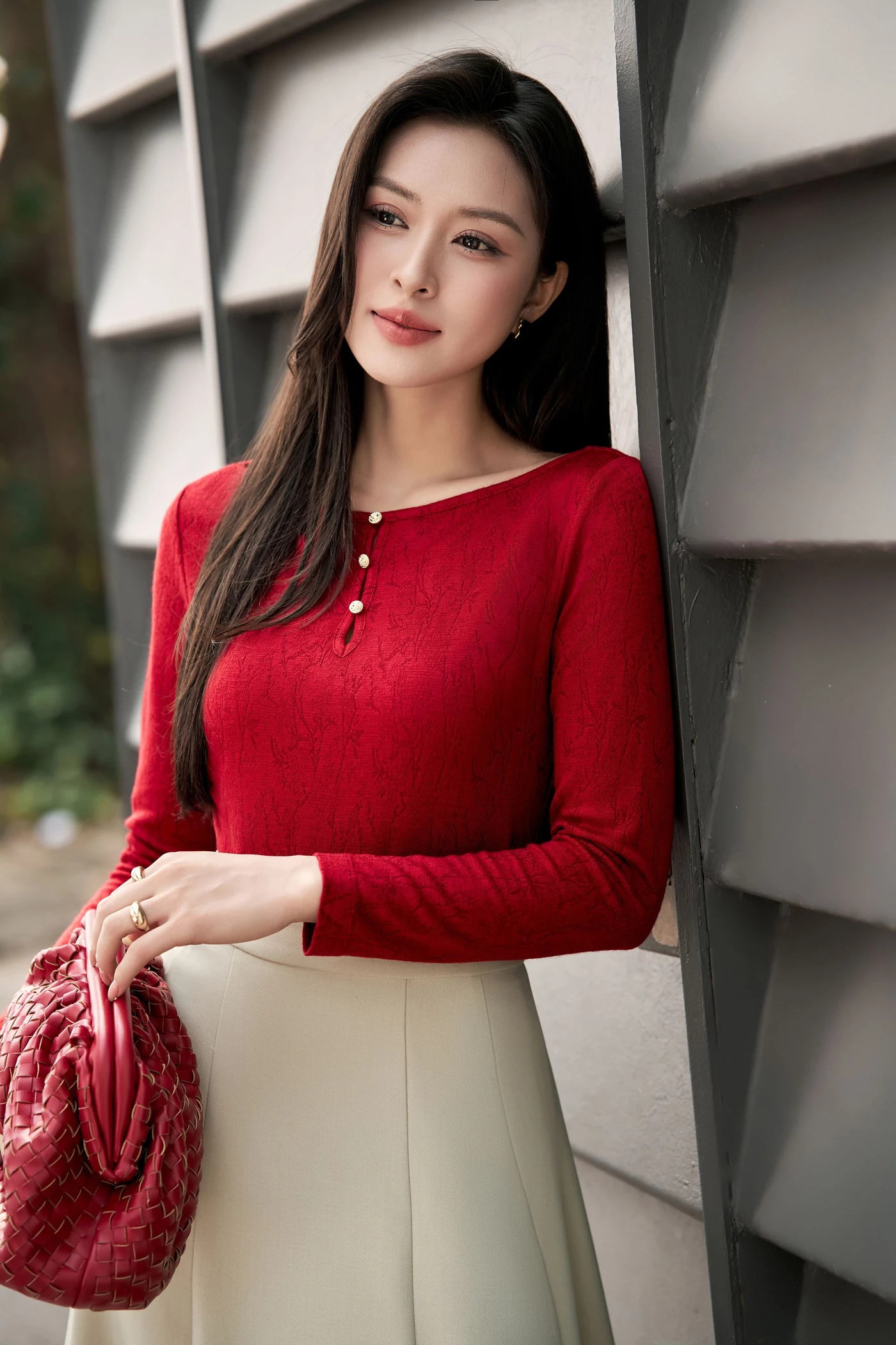 Áo len dệt kim vân hoa