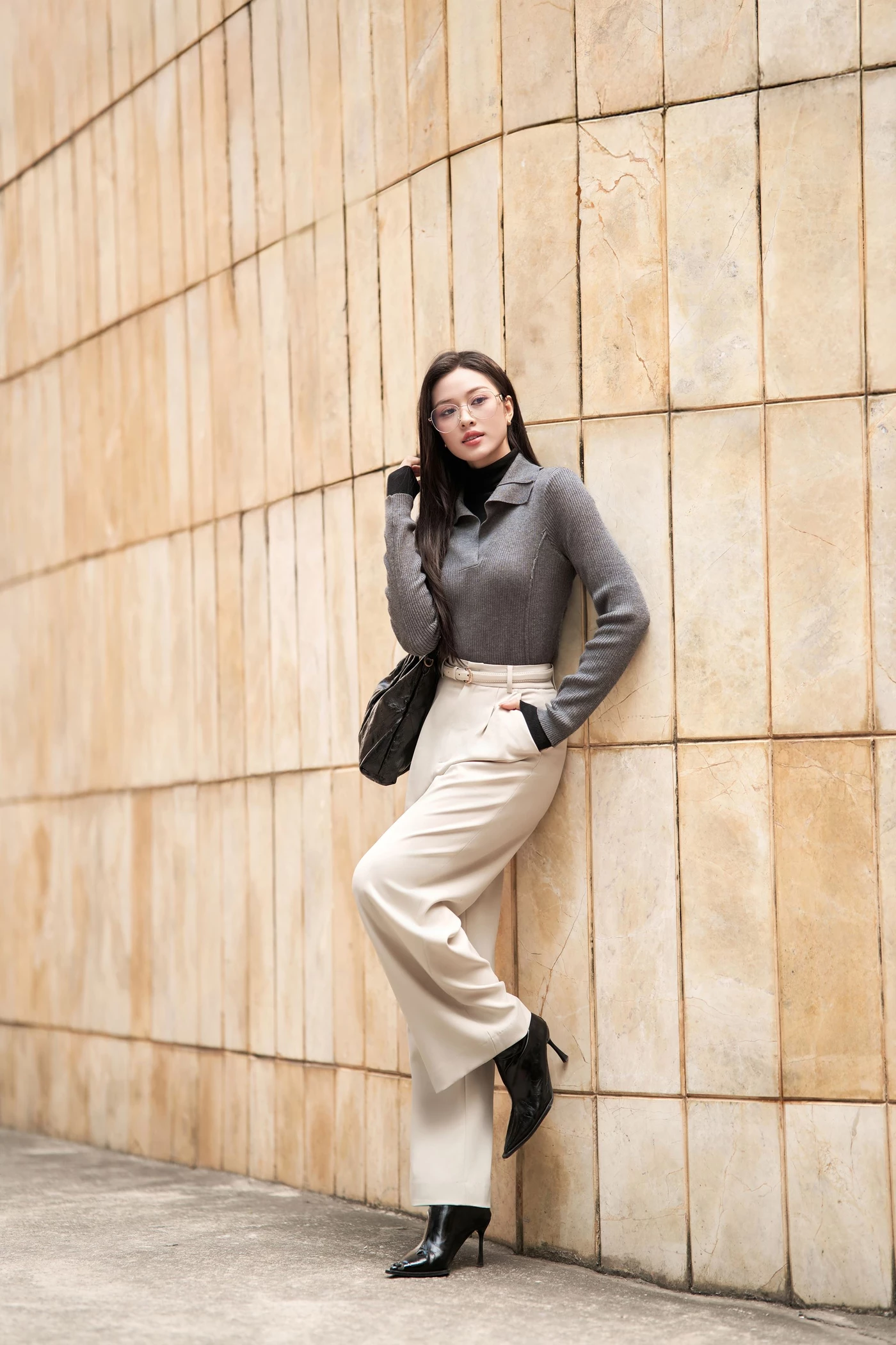 Áo len gân cổ Polo