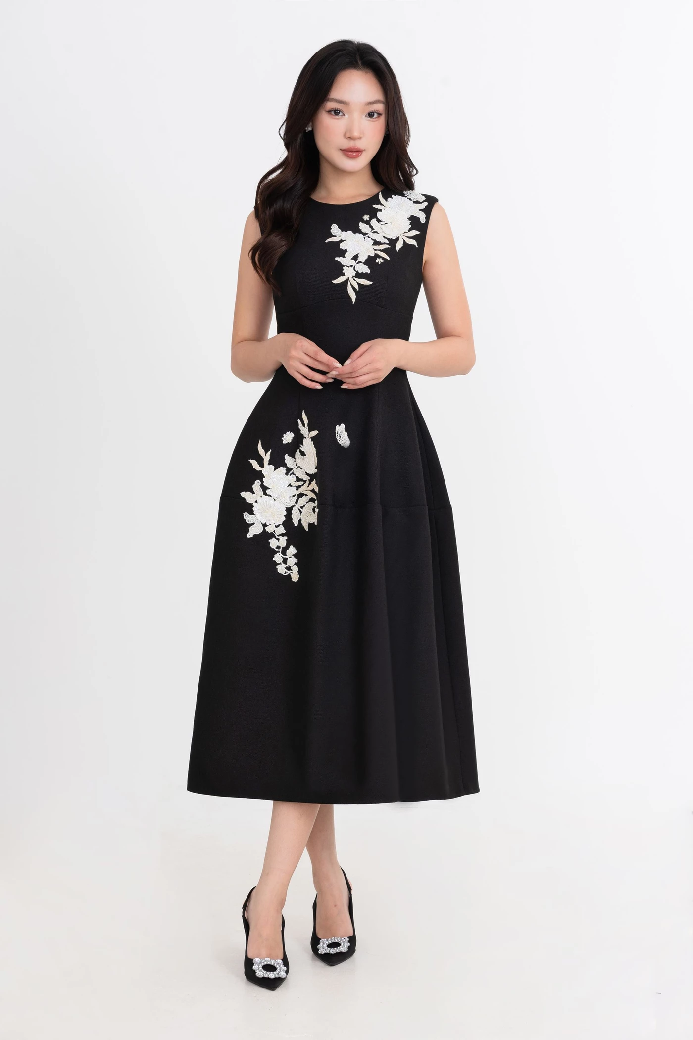 Noir Floréa Dres - Đầm dạ hội thêu hoa