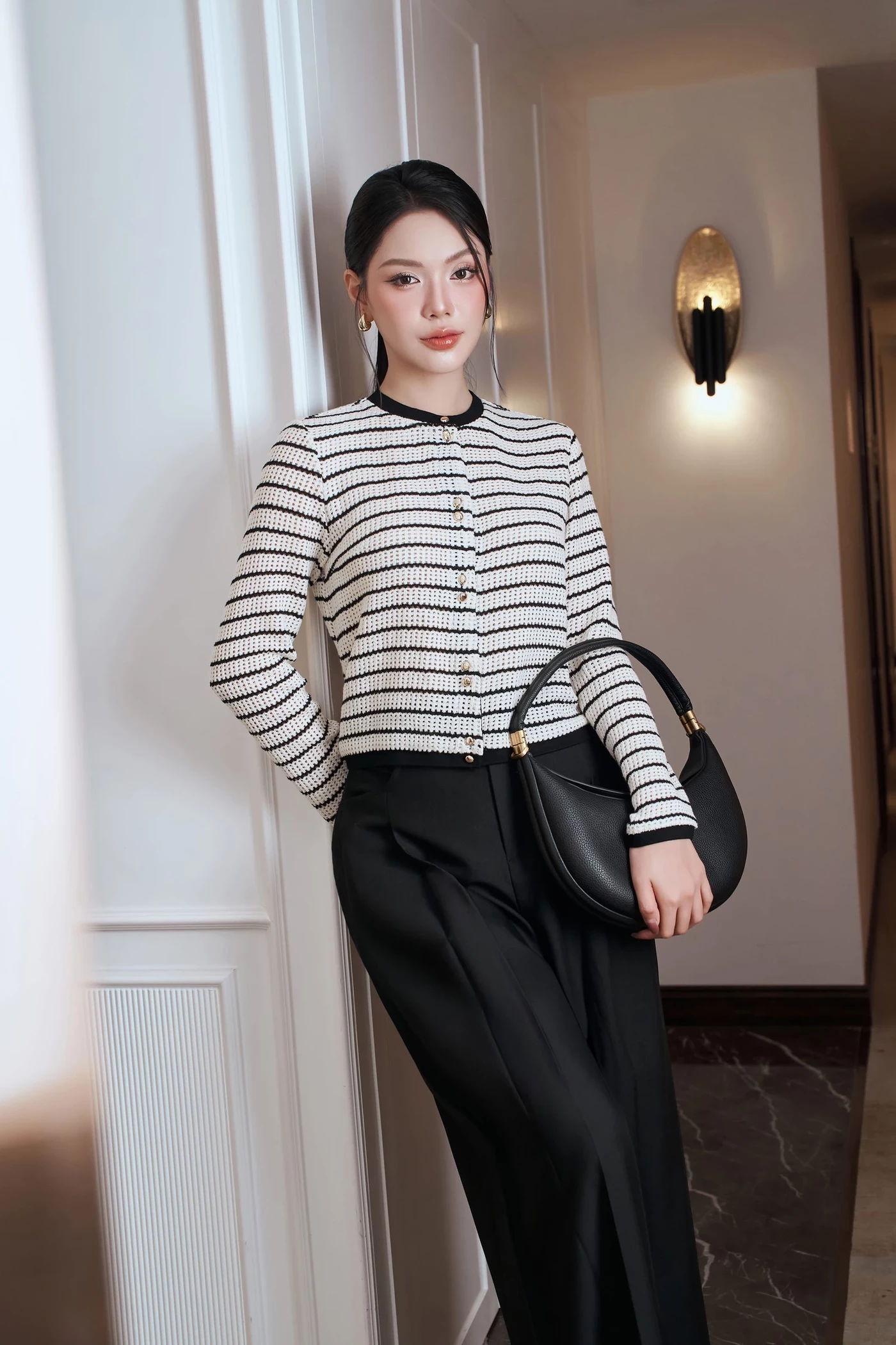 Áo len tay dài Parisian Stripe MS 58B0288