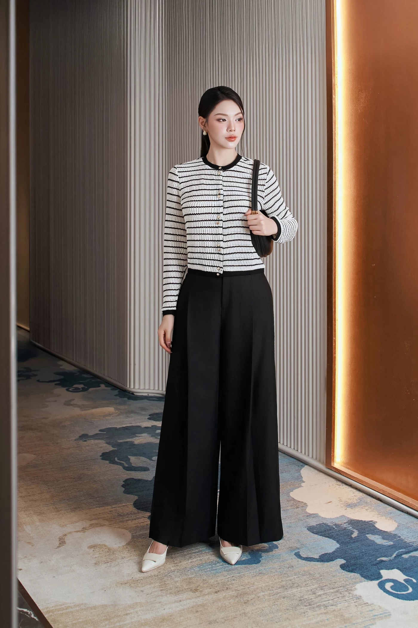 Áo len tay dài Parisian Stripe MS 58B0288