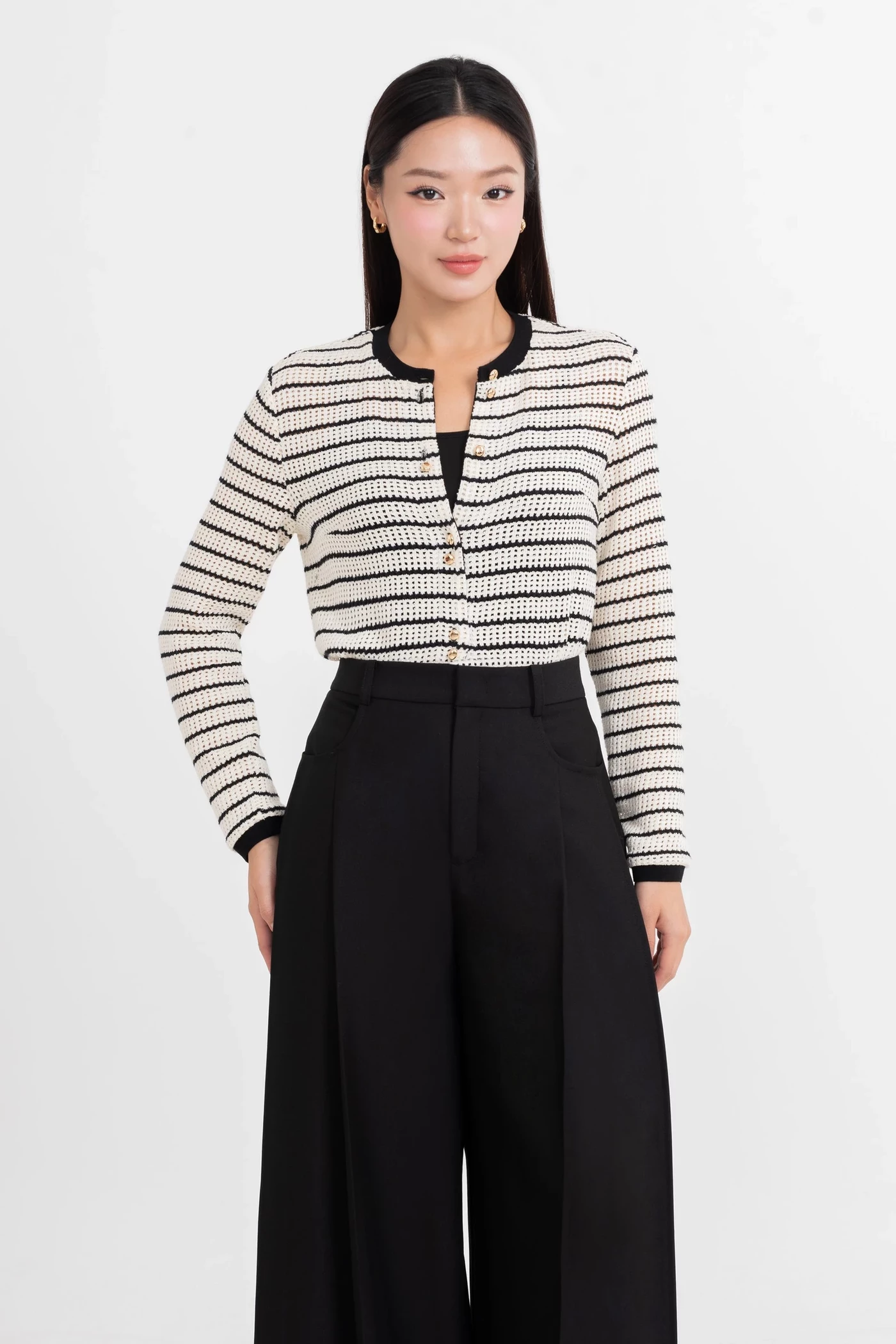 Áo len tay dài Parisian Stripe MS 58B0288