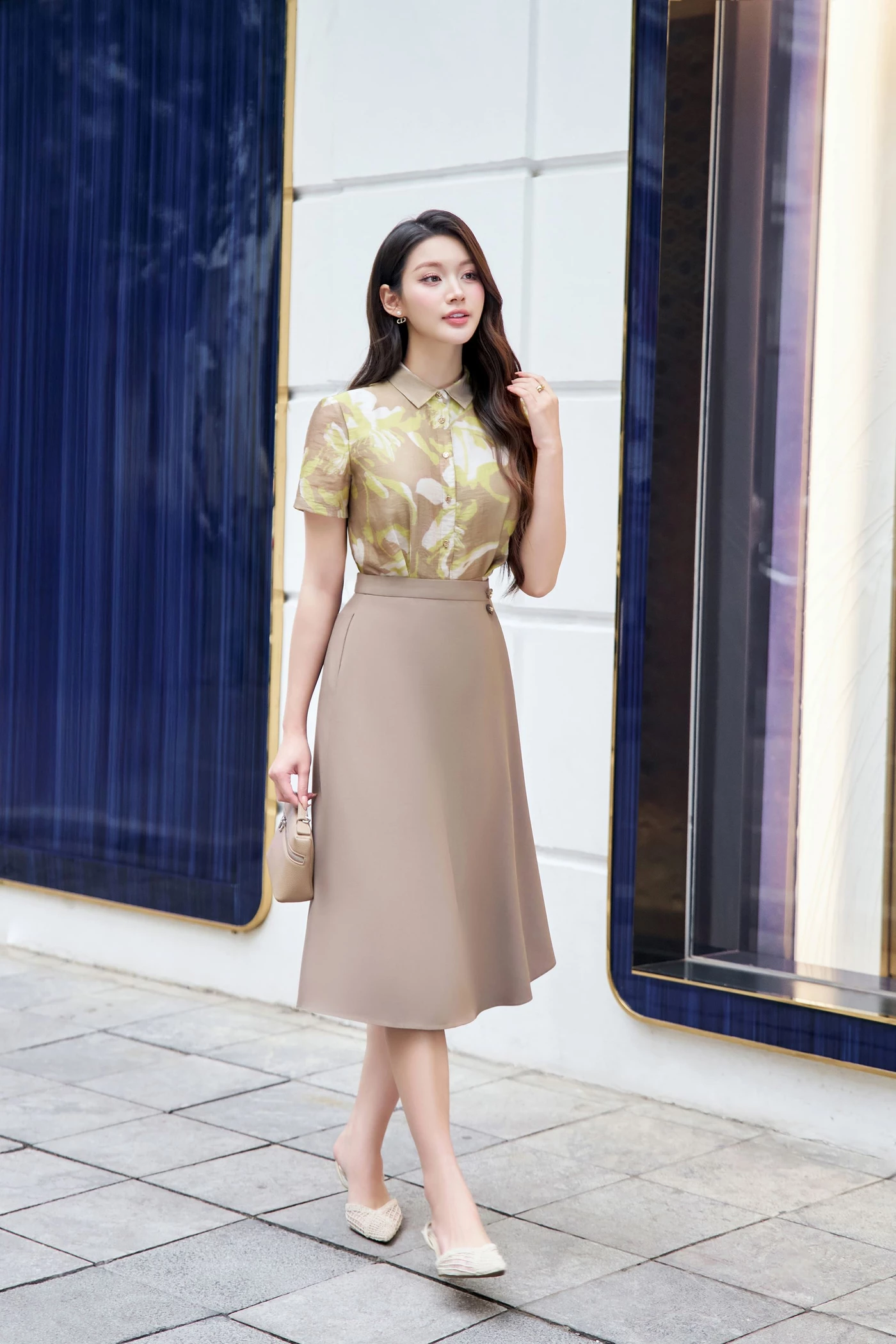 Chân váy xếp ly Mocha Brown