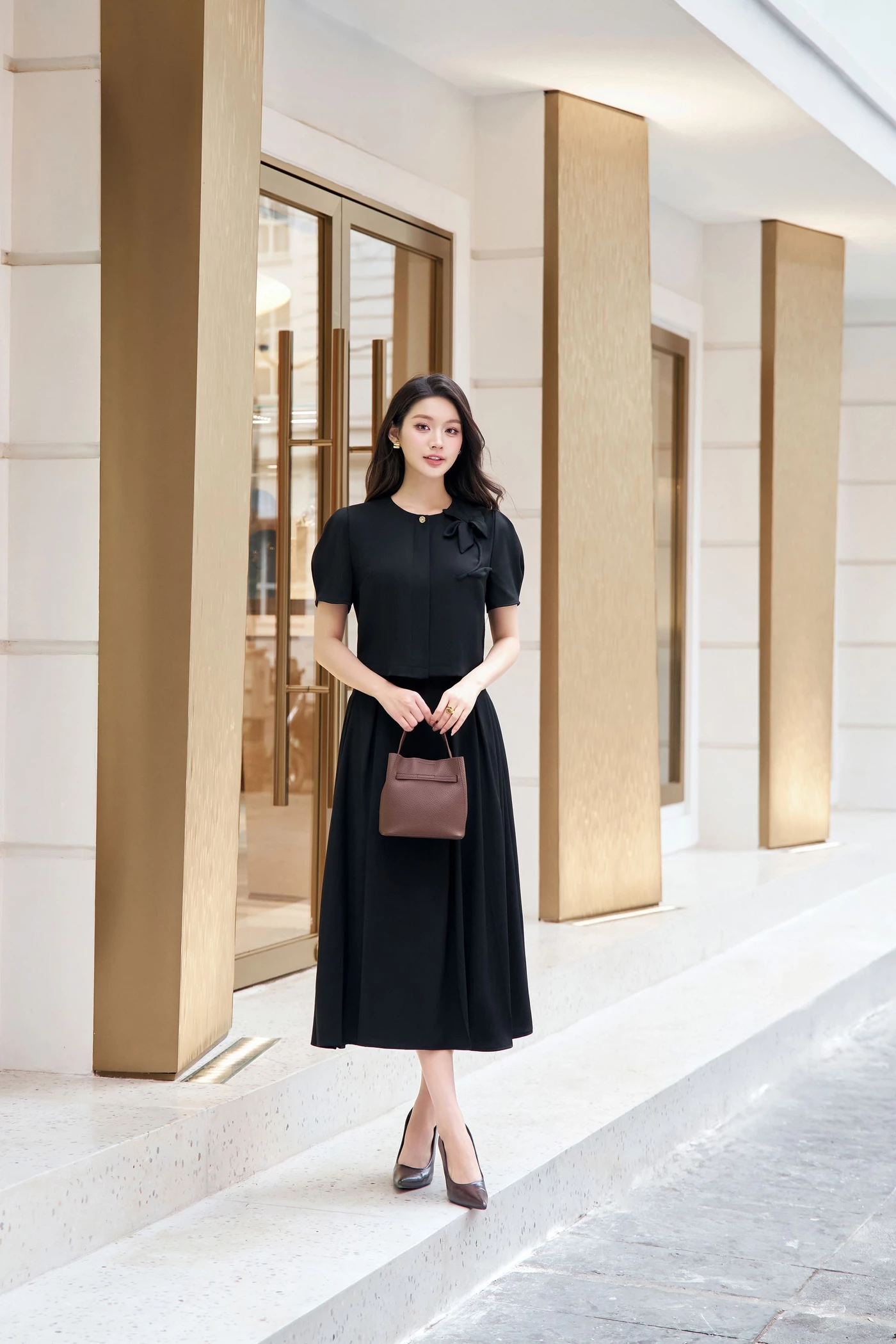 Chân váy xếp ly dài Soft Flow