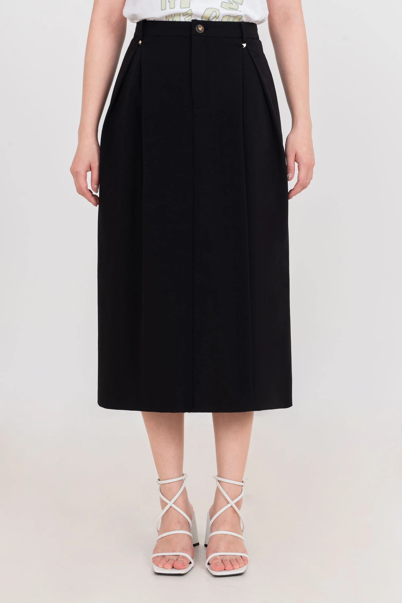 Chân váy midi A xếp ly Classic