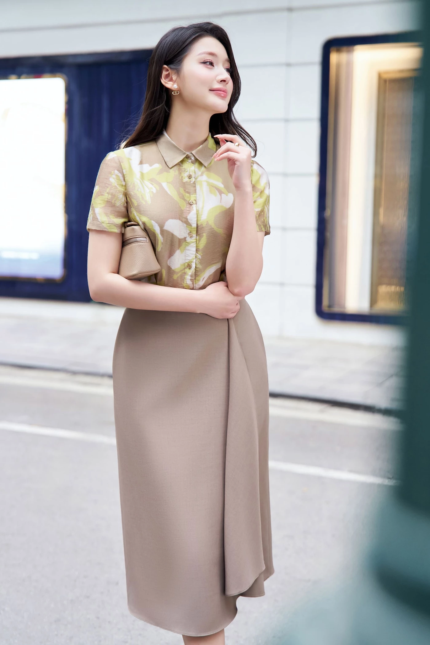 Chân váy xếp ly Mocha Brown