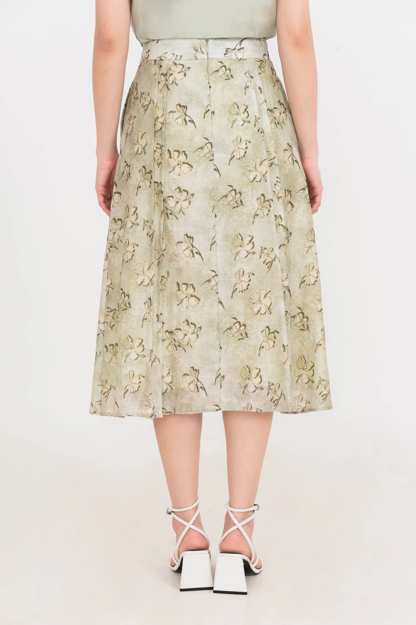 Chân váy lụa hoa Olive