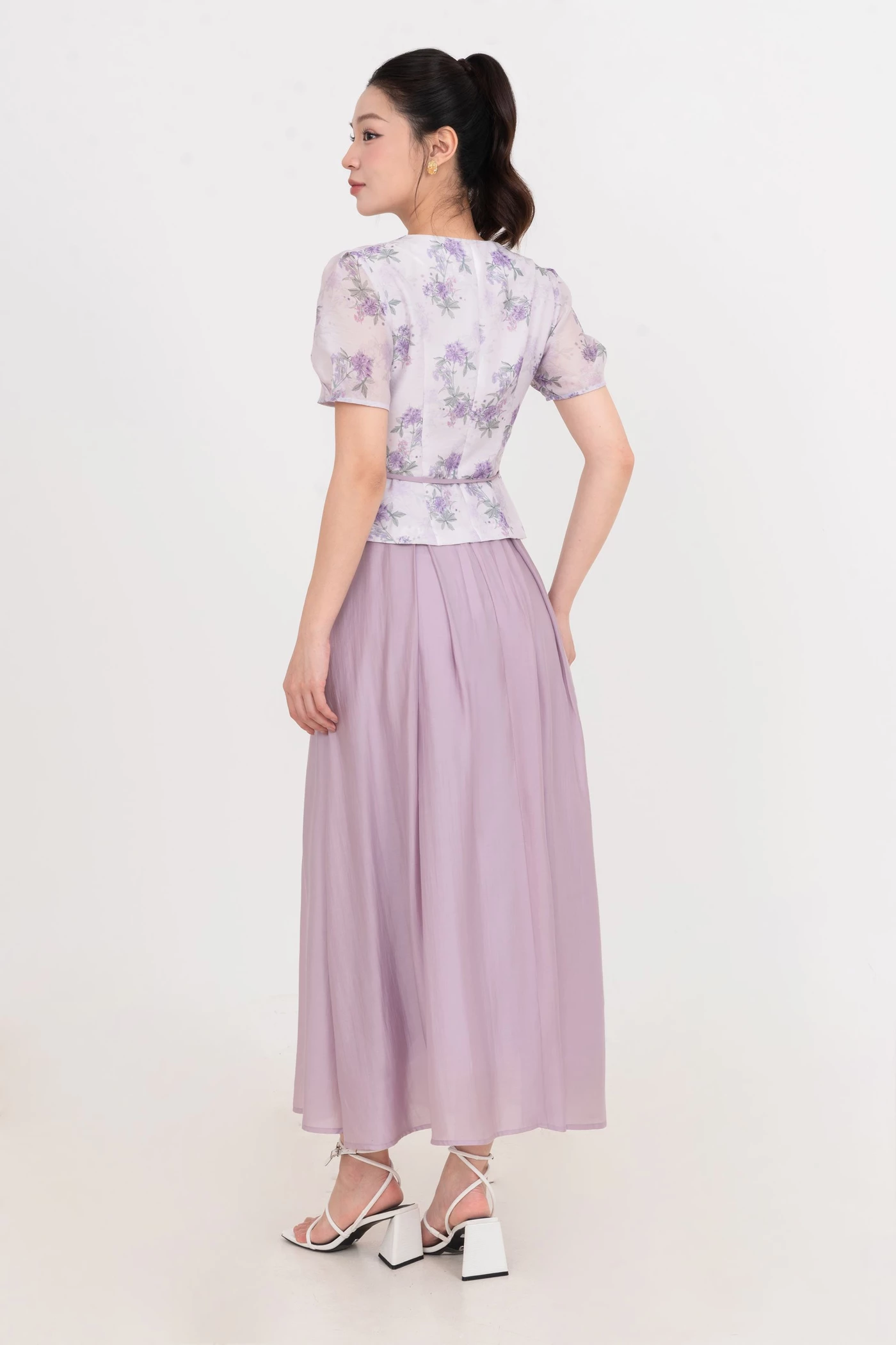 Chân váy lụa xếp ly Spring Waltz