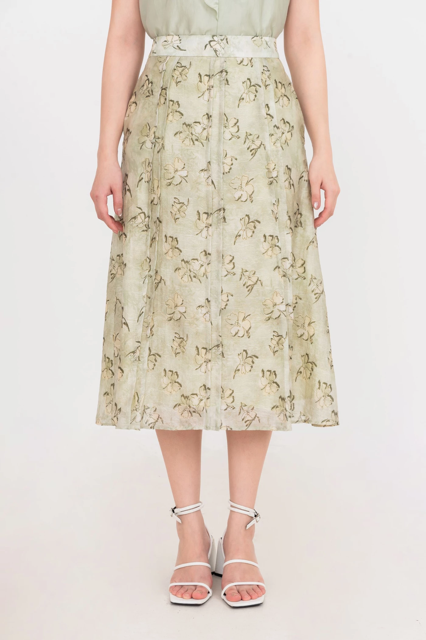Chân váy lụa hoa Olive
