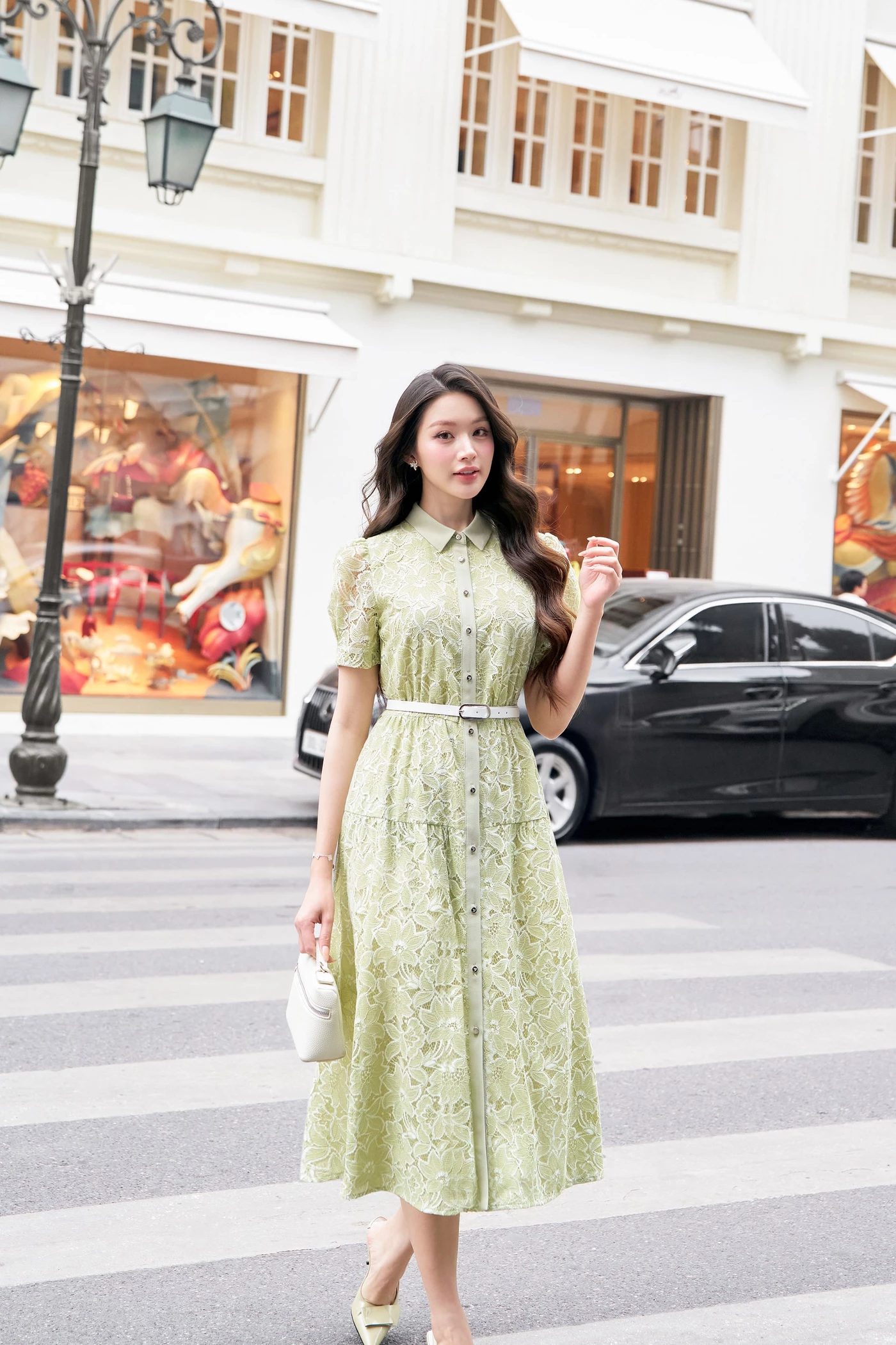 Đầm hoa xanh Spring Pastel