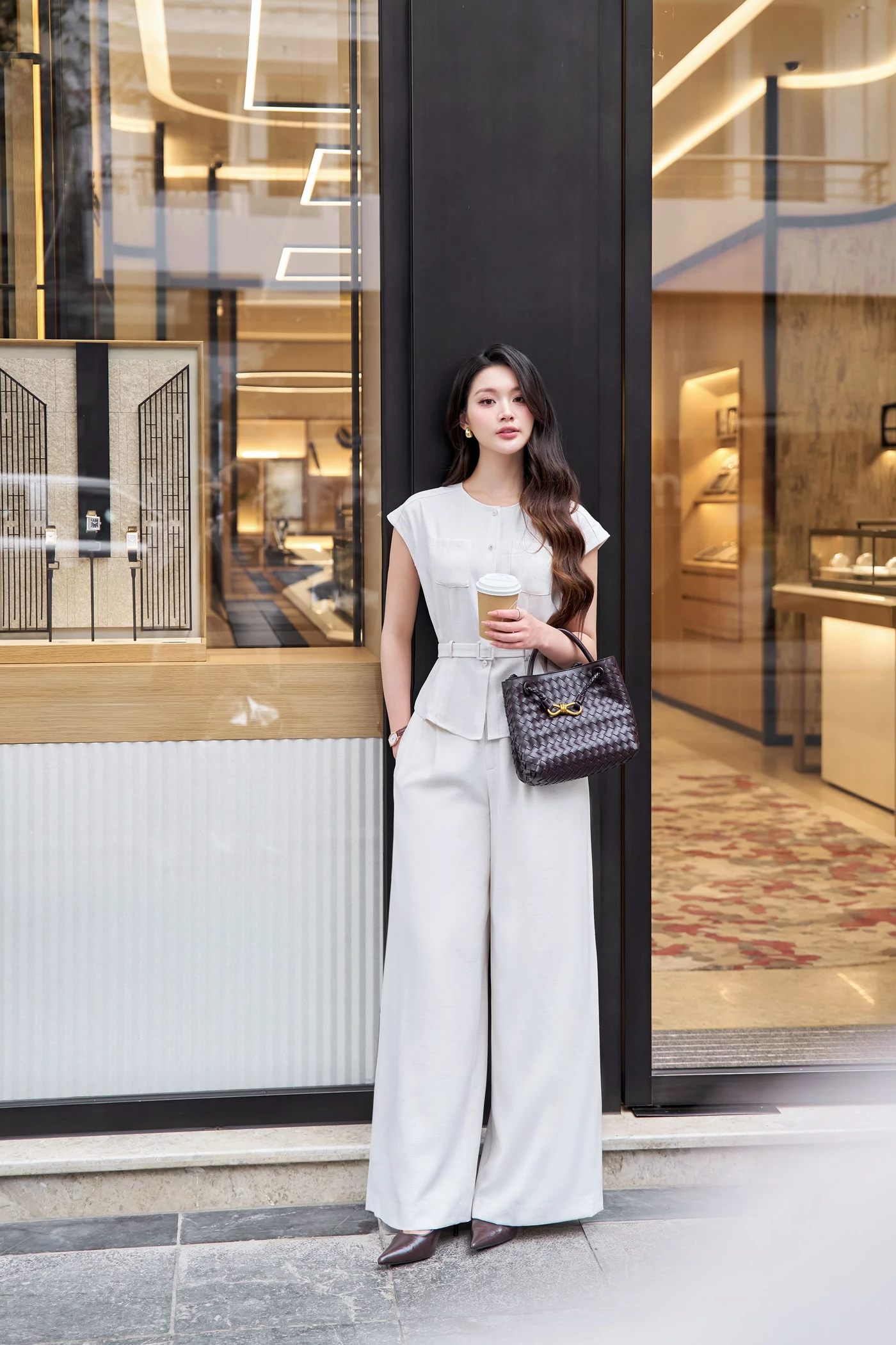 Quần tây dáng suông Melange