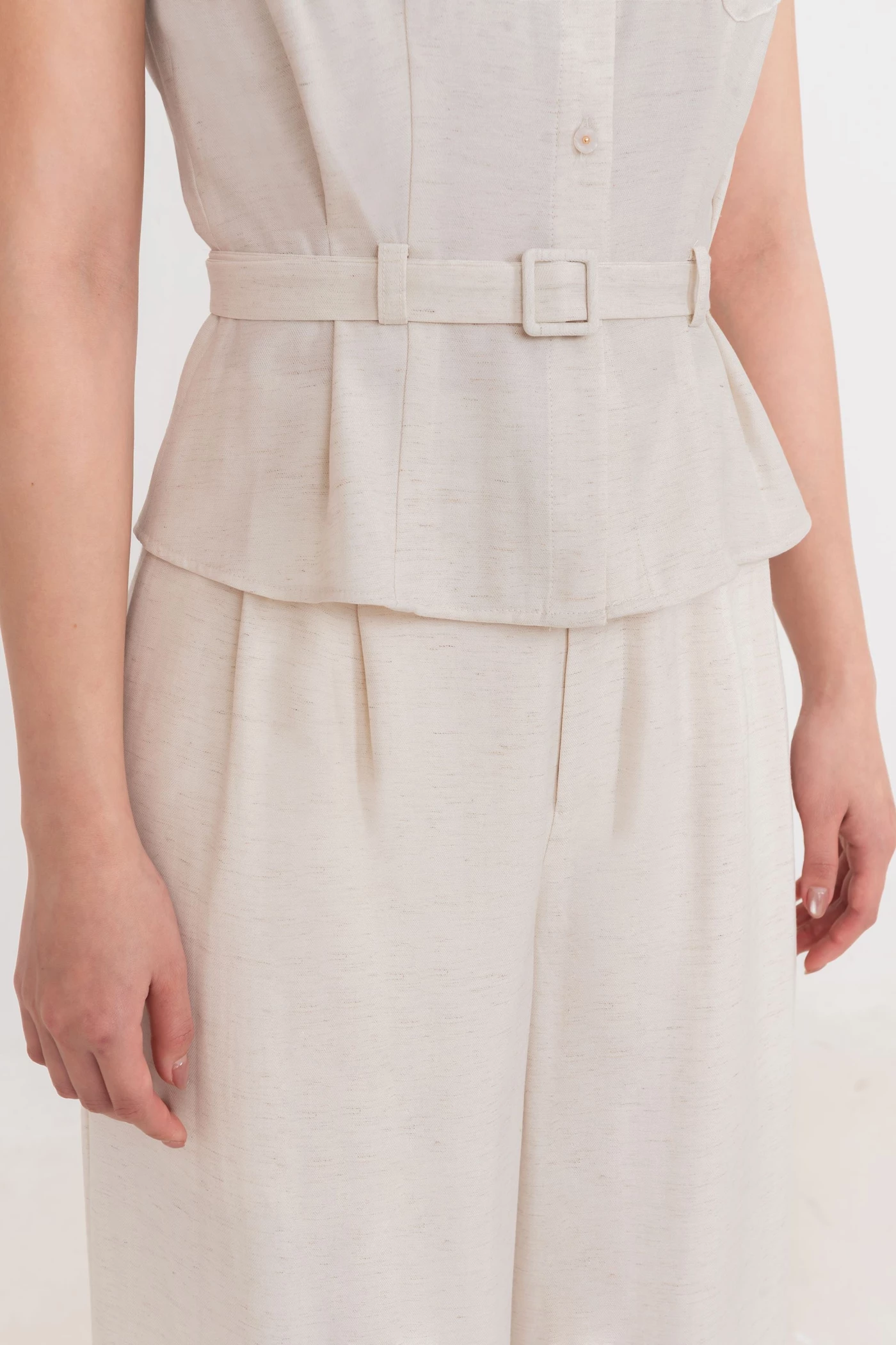 Áo sơ mi phối túi Beige