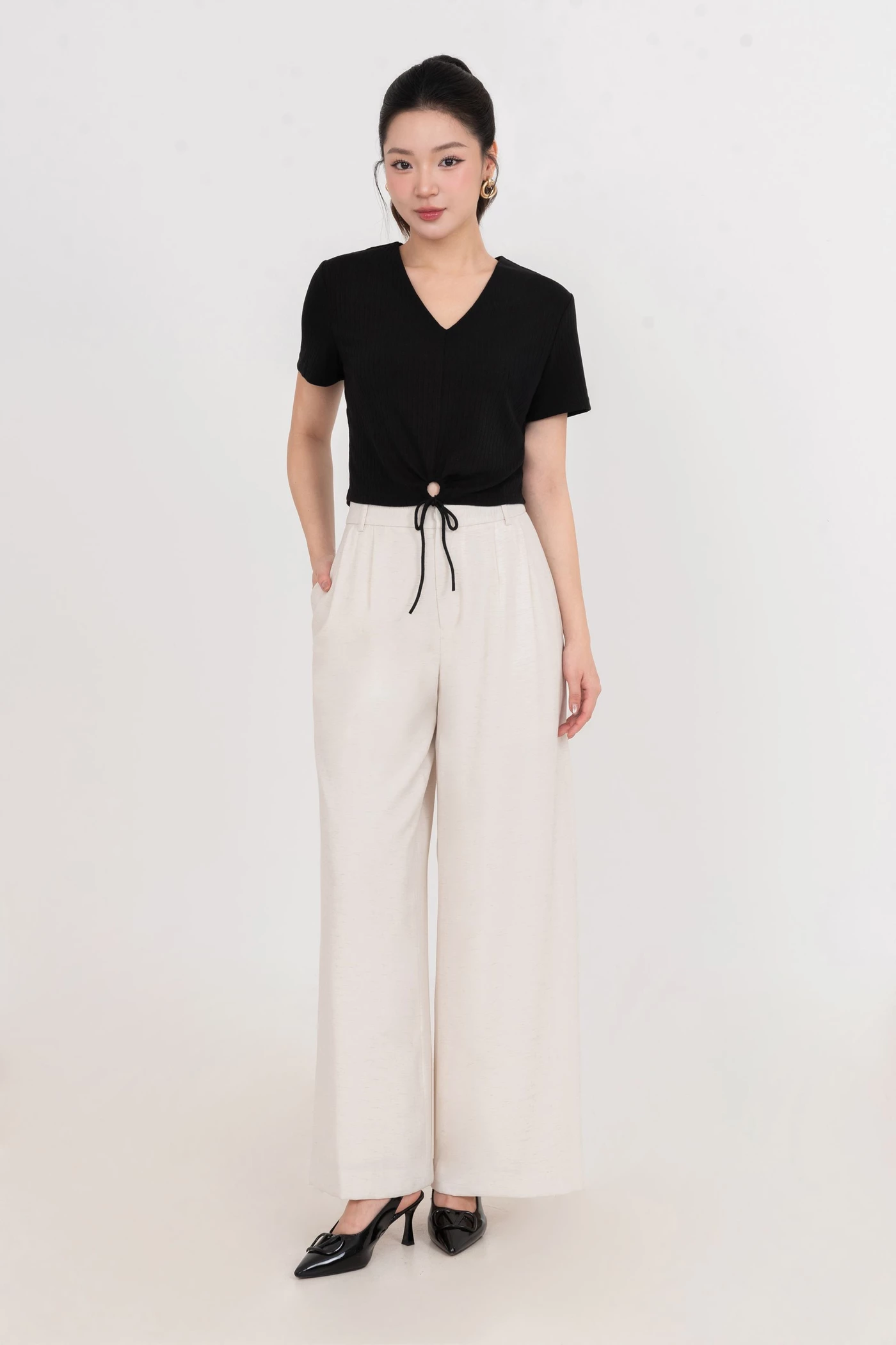 Quần tây dáng suông Melange