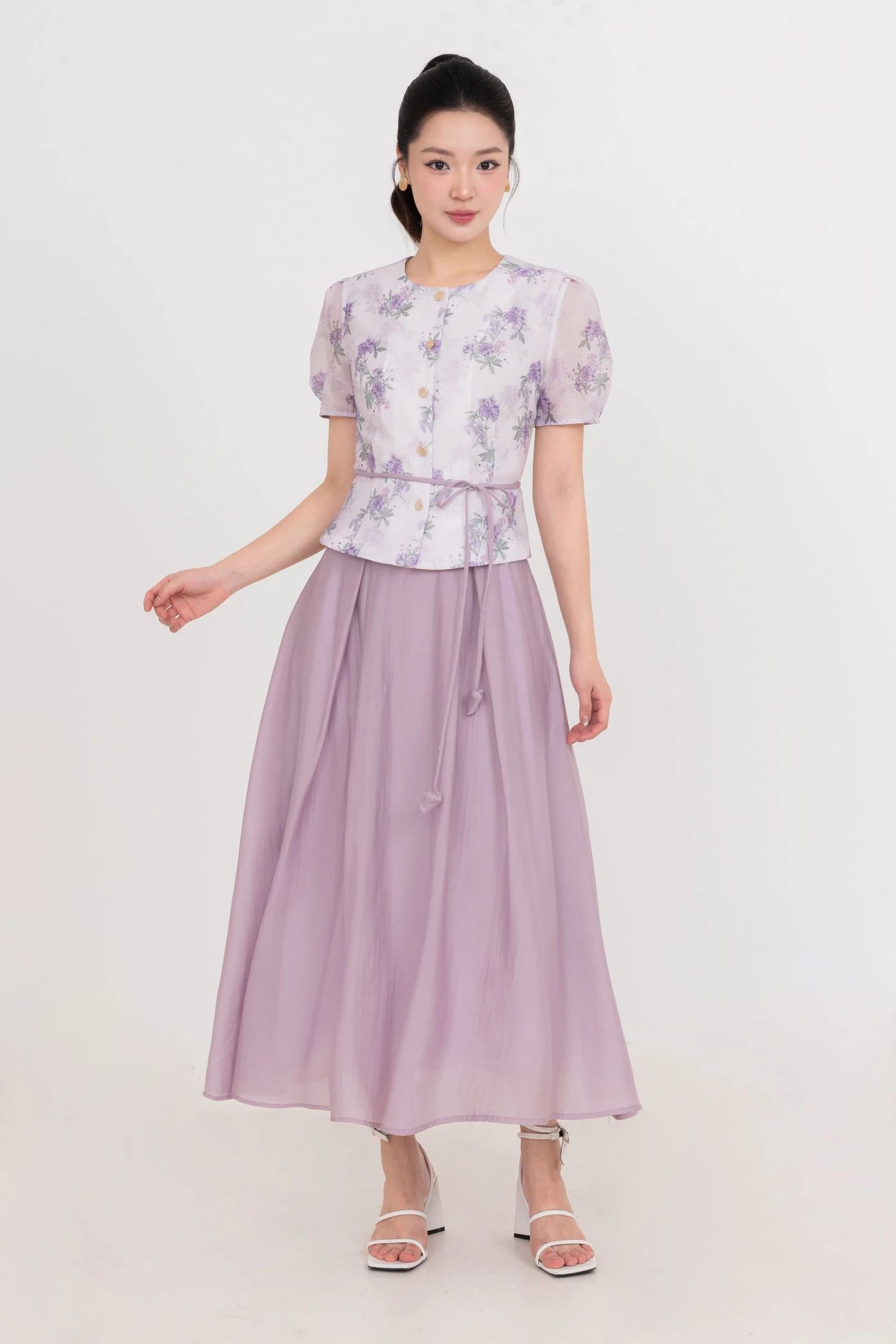 Chân váy lụa xếp ly Spring Waltz