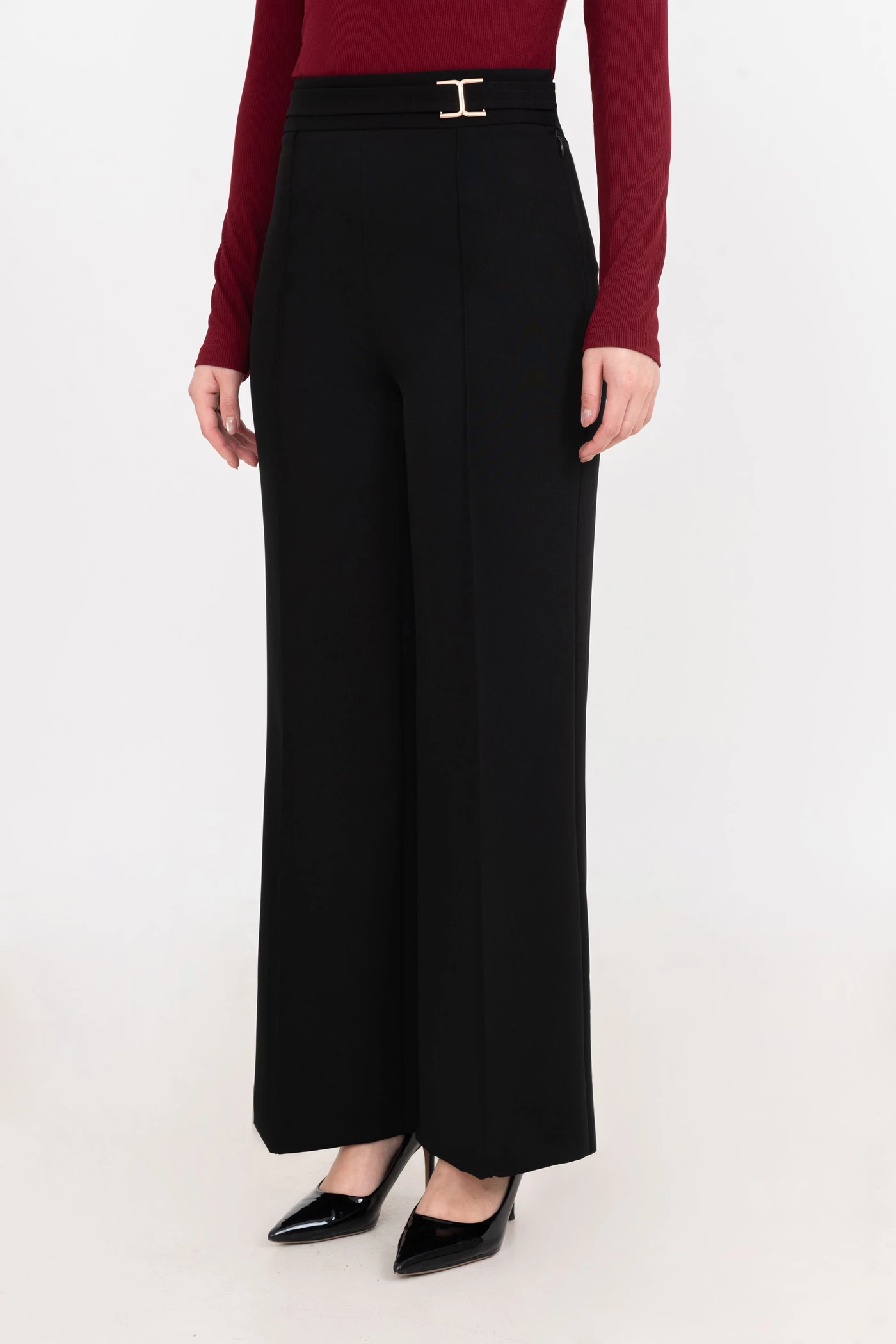 Quần dài ống suông phối đai